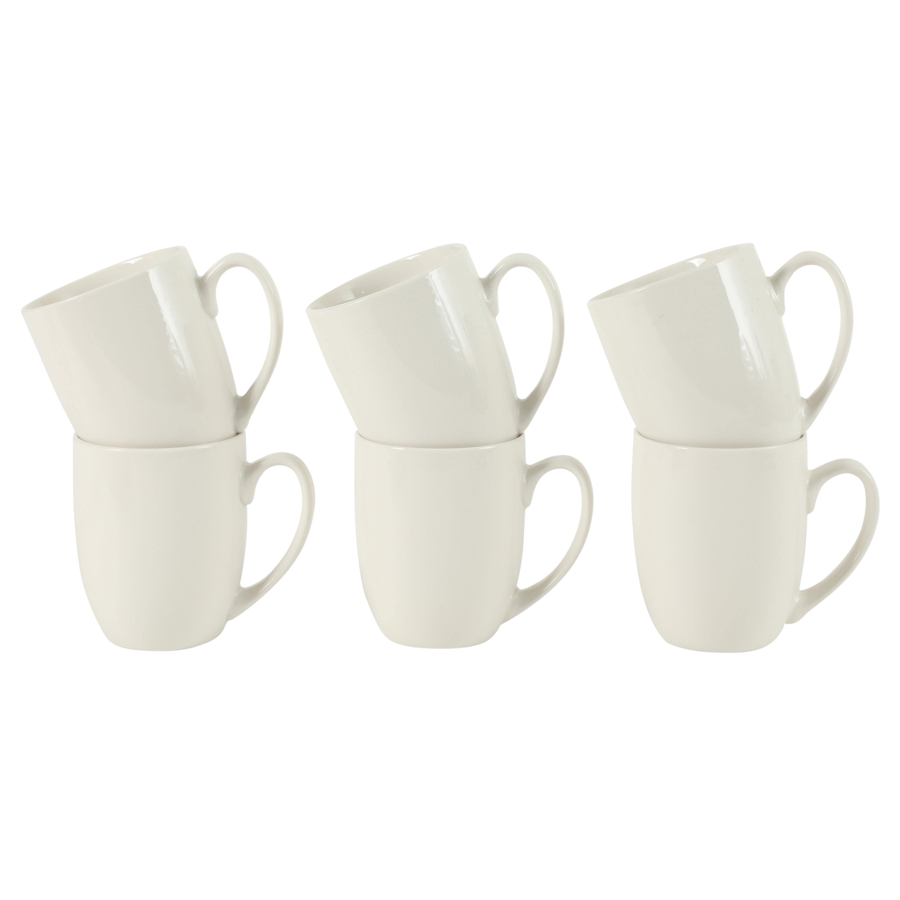 Gibson Home Great Essentials 16 Ounce Porcelain Coffee Mugs - Set of 6 - Cups for Latte, Hot Tea, Cappuccino, Mocha, Espresso, Cocoa