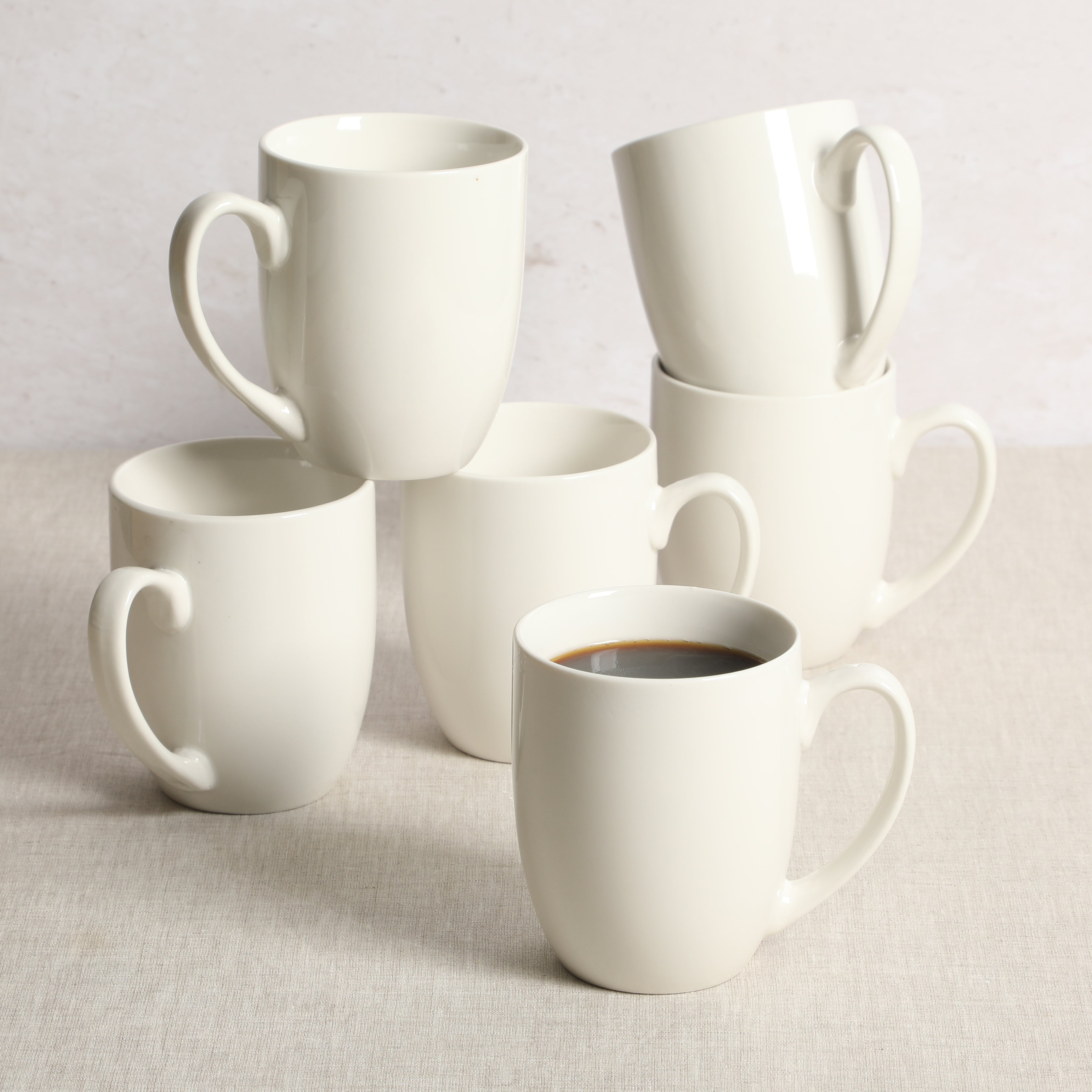 Gibson Home Great Essentials 16 Ounce Porcelain Coffee Mugs - Set of 6 - Cups for Latte, Hot Tea, Cappuccino, Mocha, Espresso, Cocoa