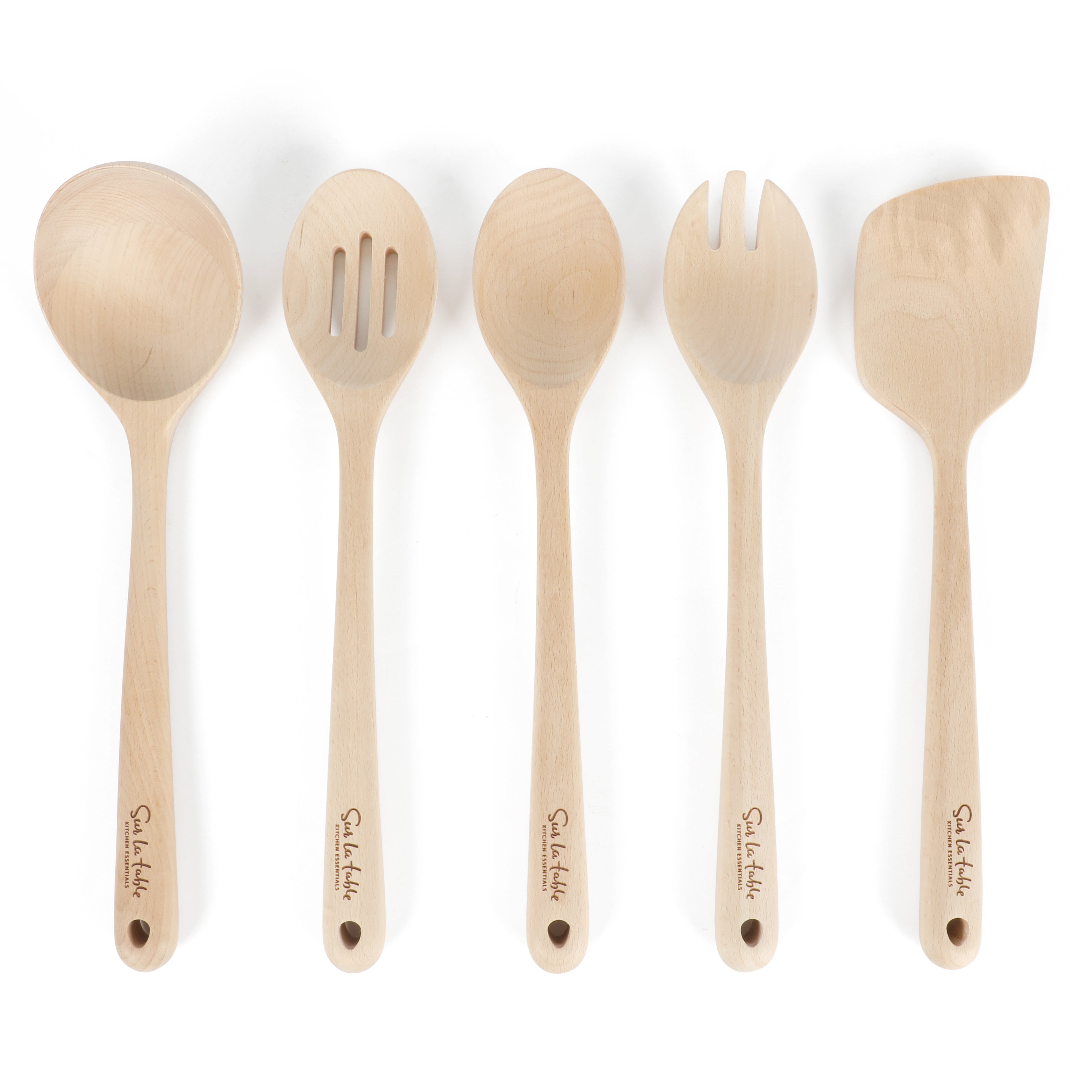 Sur La Table Kitchen Essentials 5-Piece Beech Wood Kitchen Tools Set