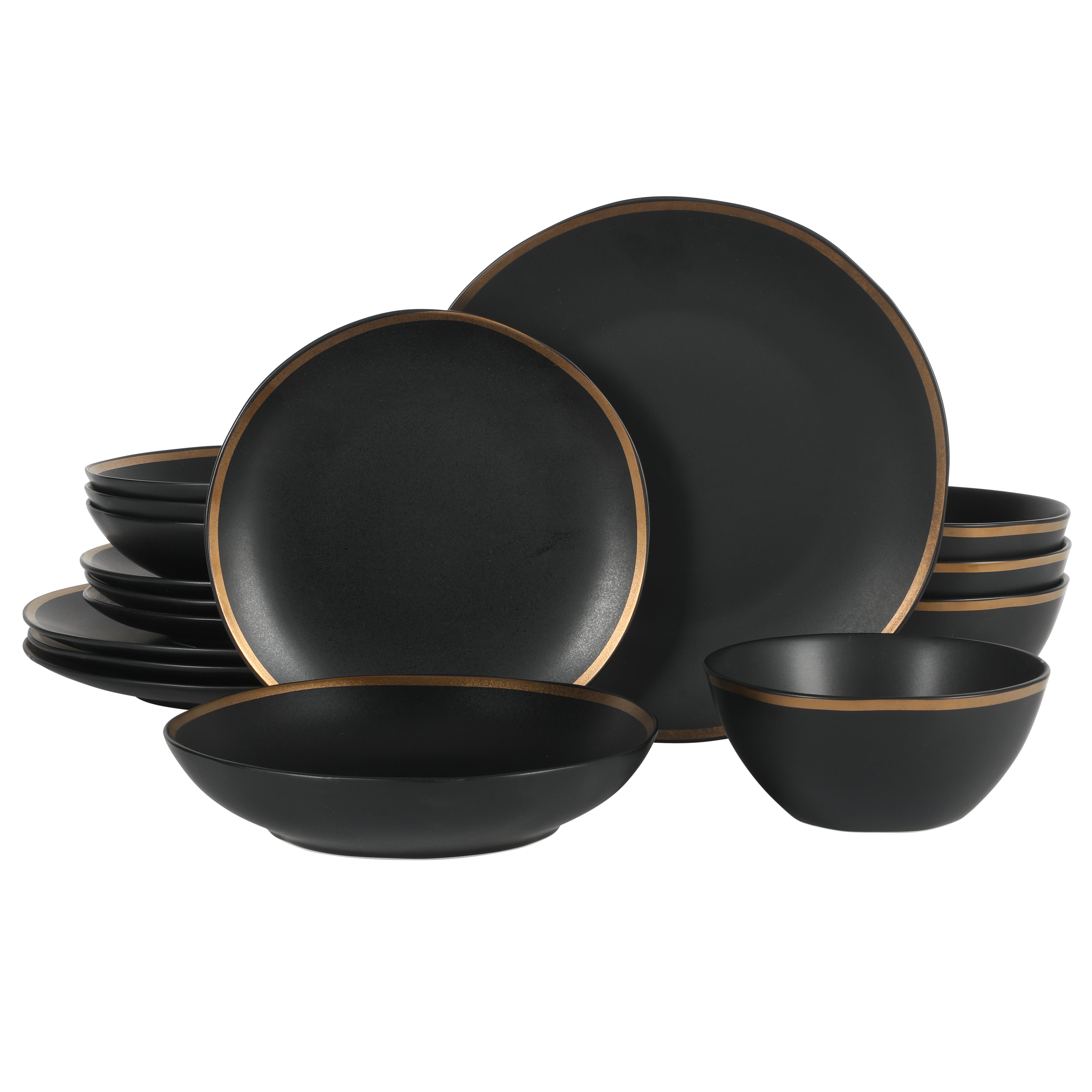 Gibson Elite Kings Road Double Plates and Bowl Organic Round Porcelain Dinnerware Set