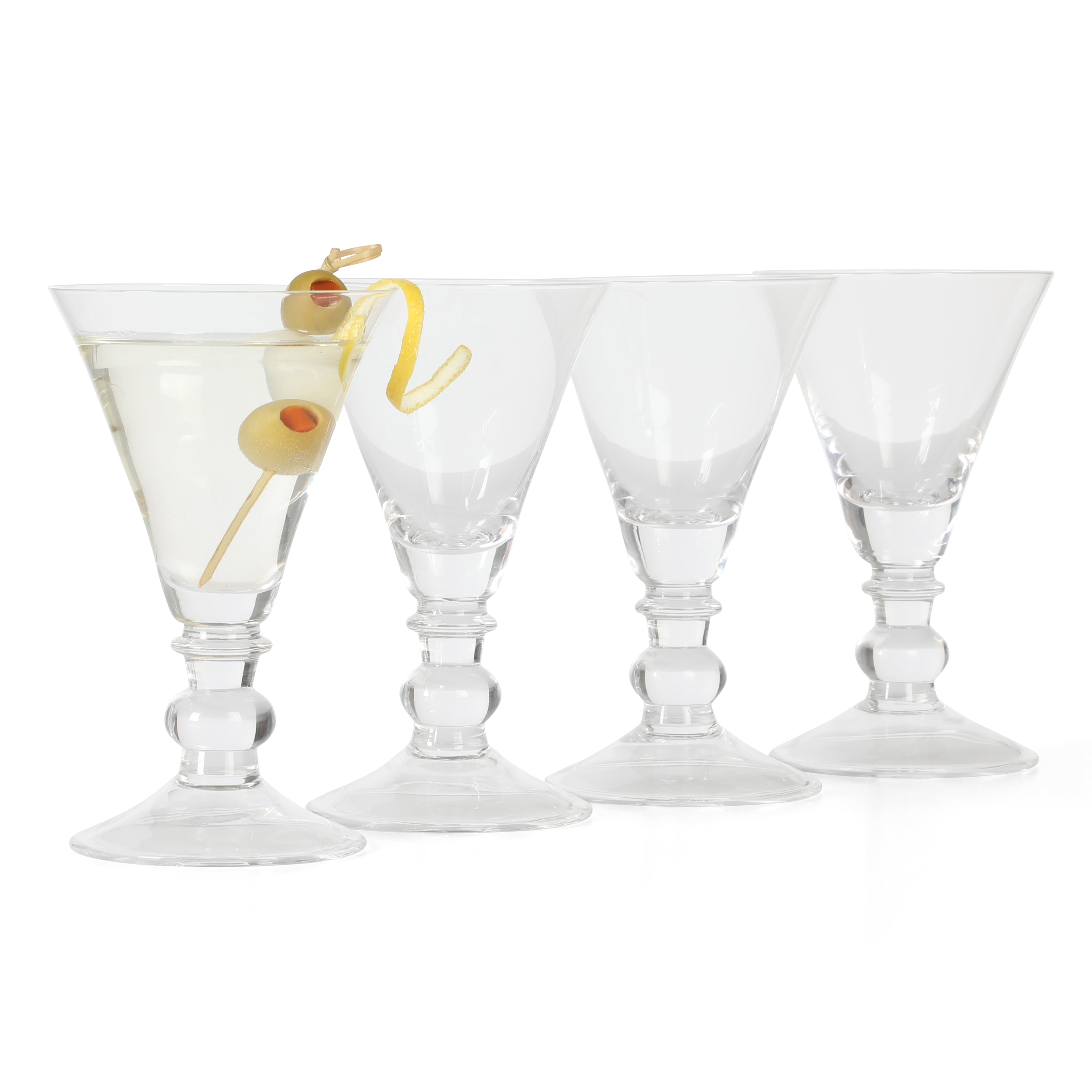 Martha Stewart Crispa 4 Piece 10 Ounce Handmade Goblet/Wine/Martini Glassware Set