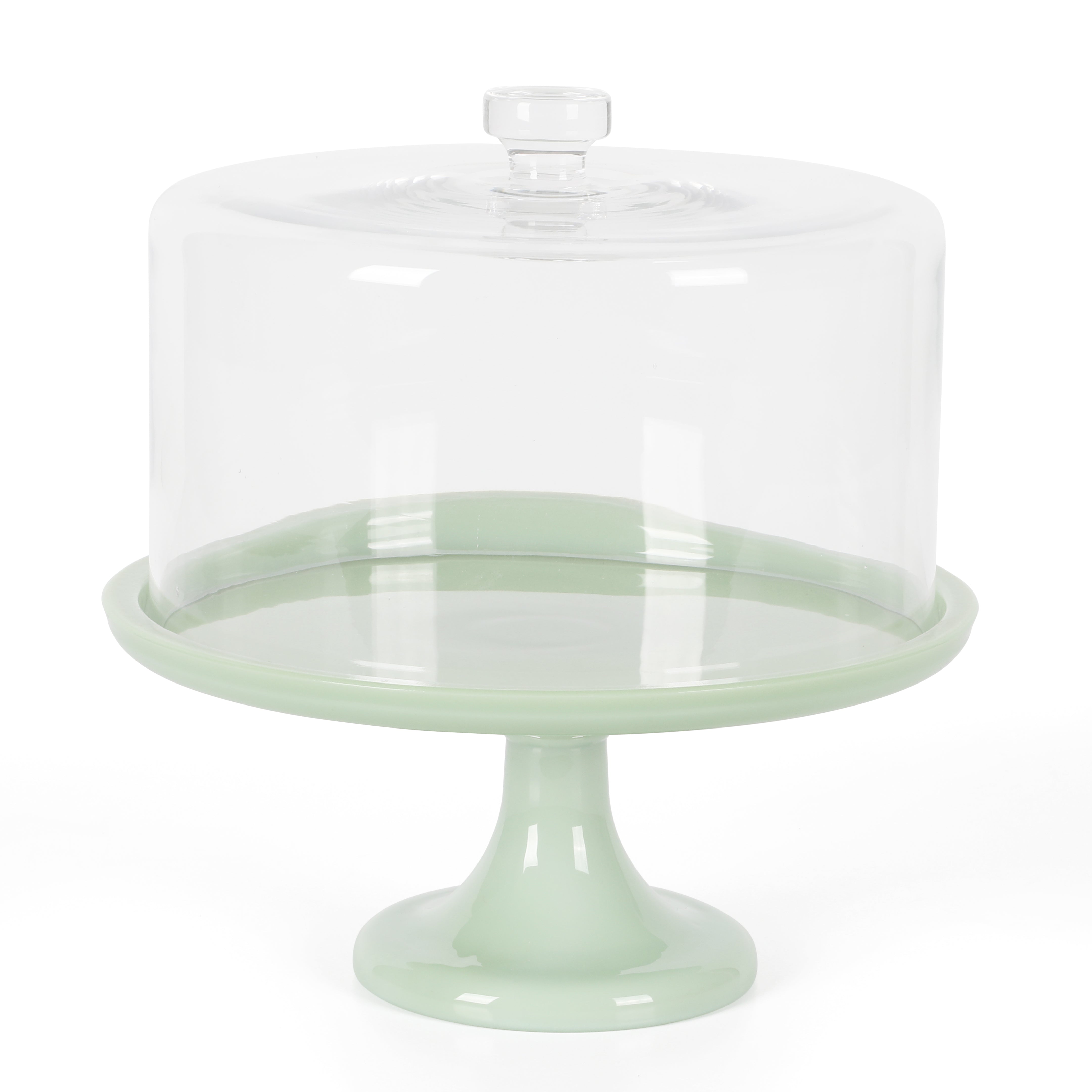 Martha Stewart Highbrook 10 Inch Jadeite Cake Stand With Glass Dome