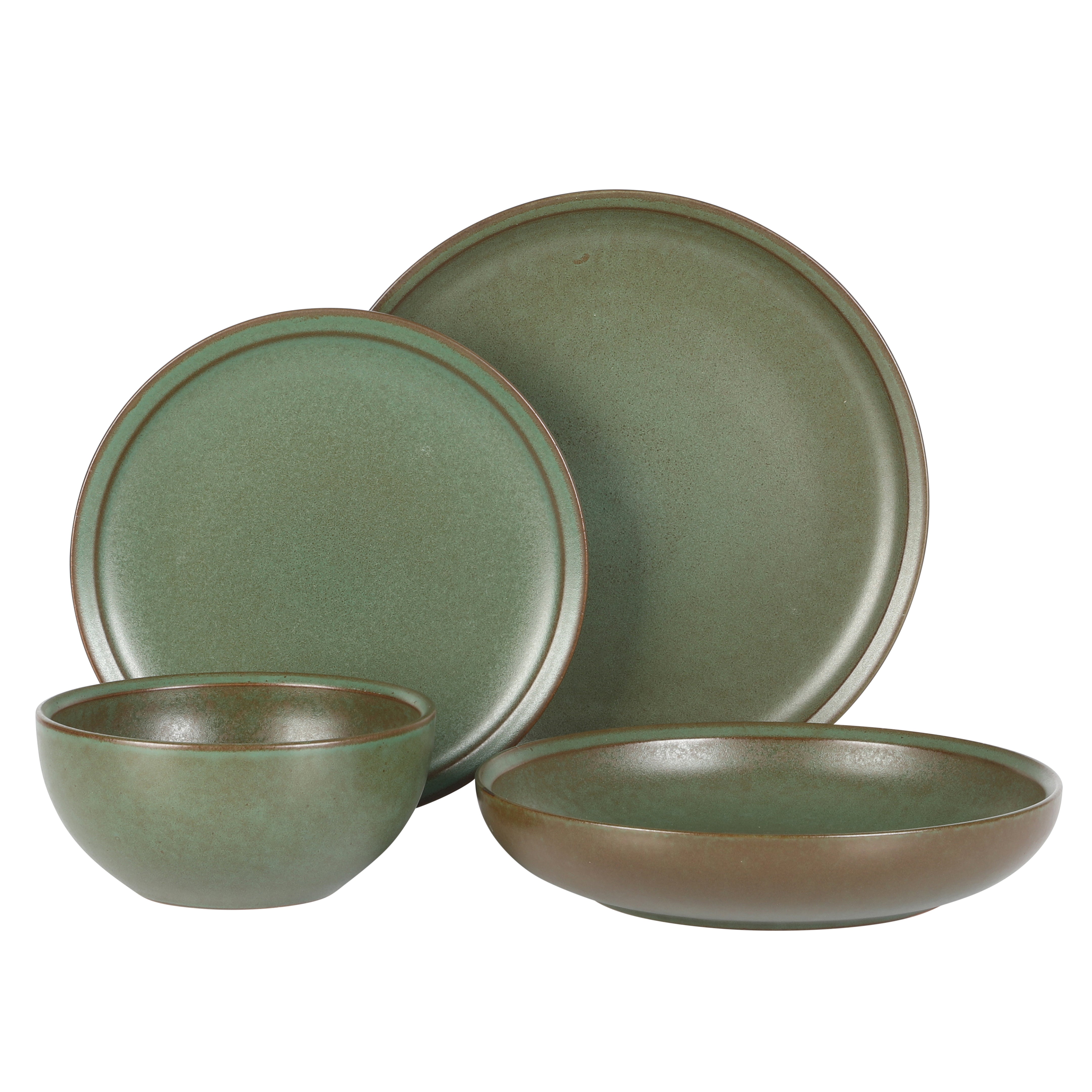Gibson Elite Beckett Stoneware Matte Reactive Glaze 16 Piece (Service for 4) Plates and Bowls Dinnerware Set