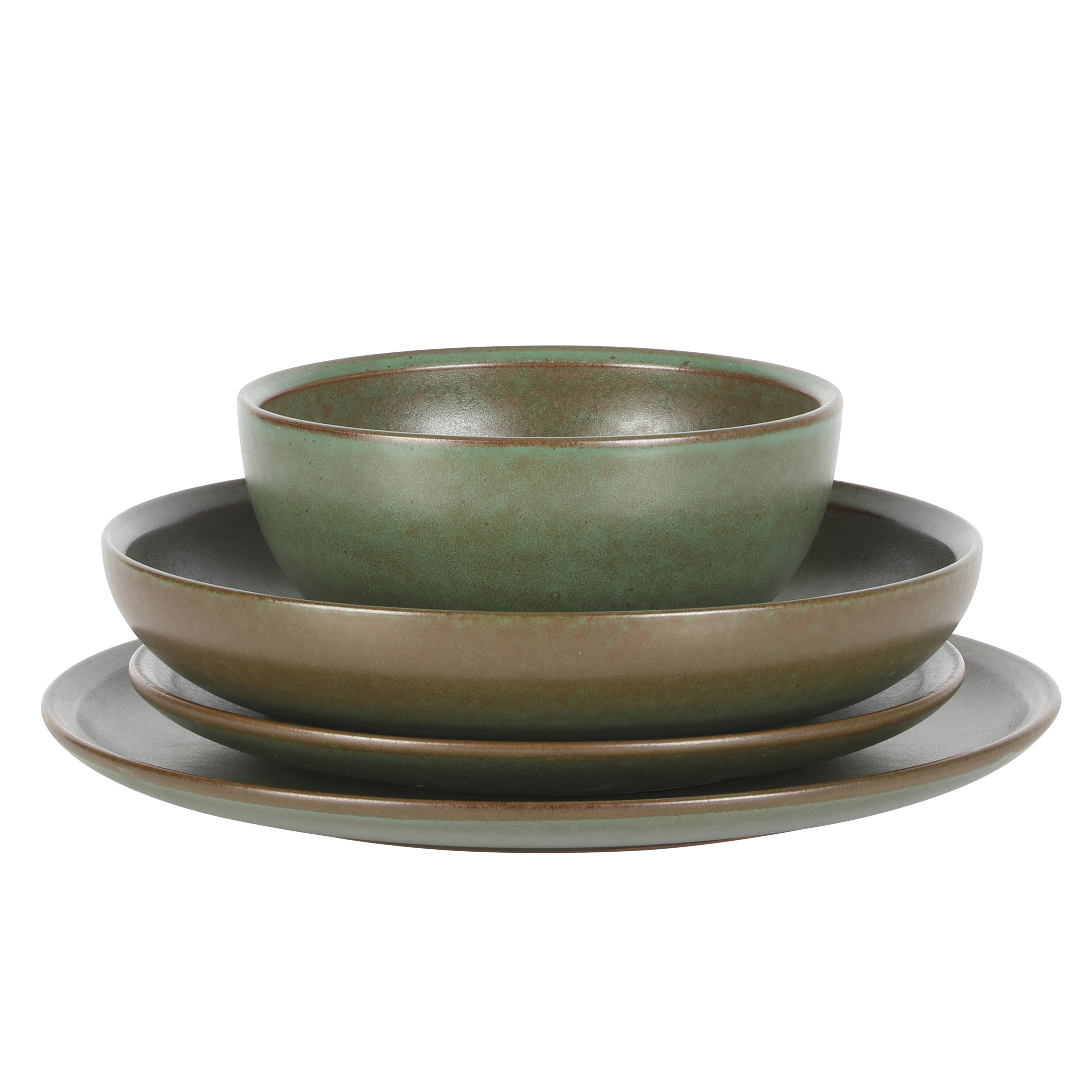 Gibson Elite Beckett Stoneware Matte Reactive Glaze 16 Piece (Service for 4) Plates and Bowls Dinnerware Set