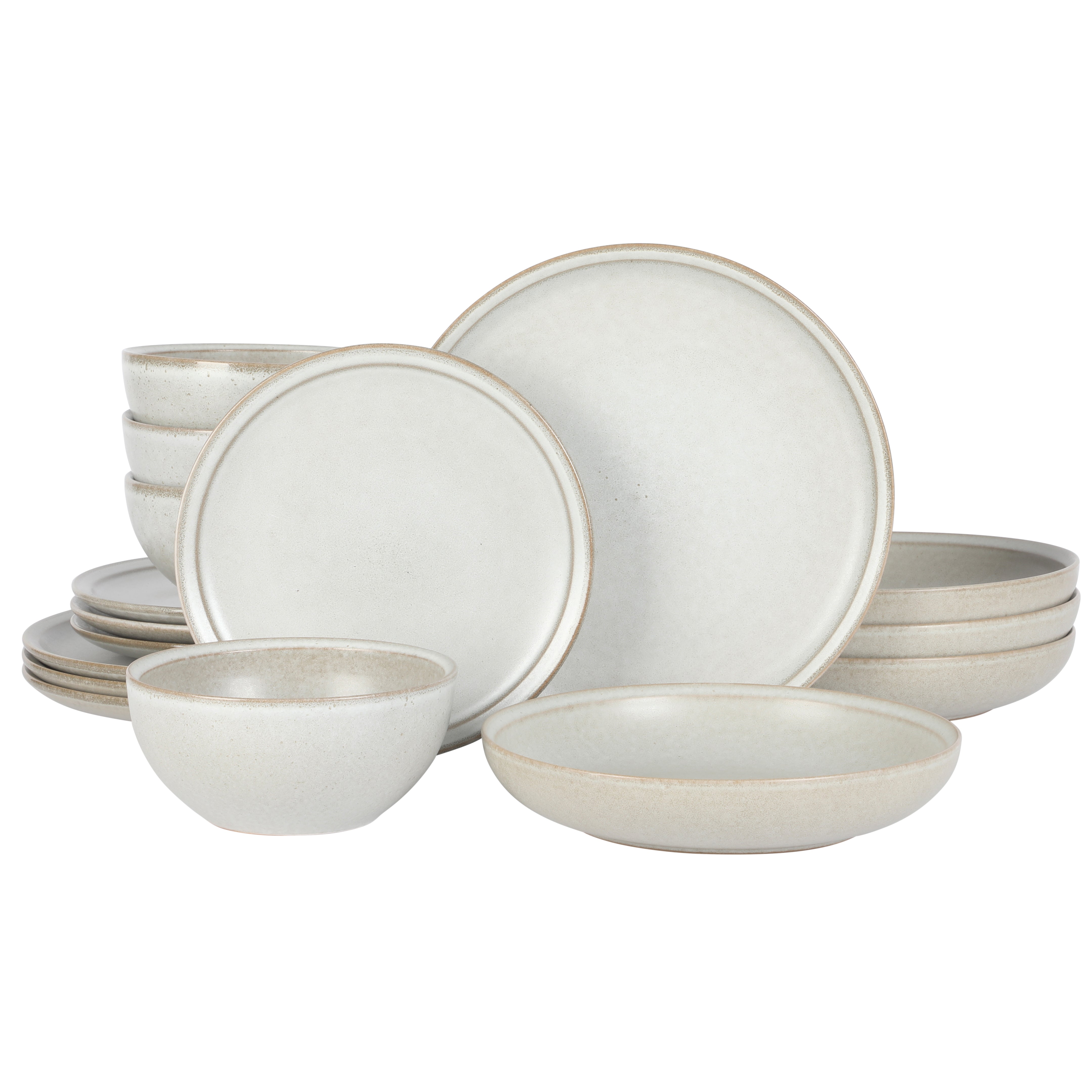 Gibson Elite Beckett Stoneware Matte Reactive Glaze 16 Piece (Service for 4) Plates and Bowls Dinnerware Set
