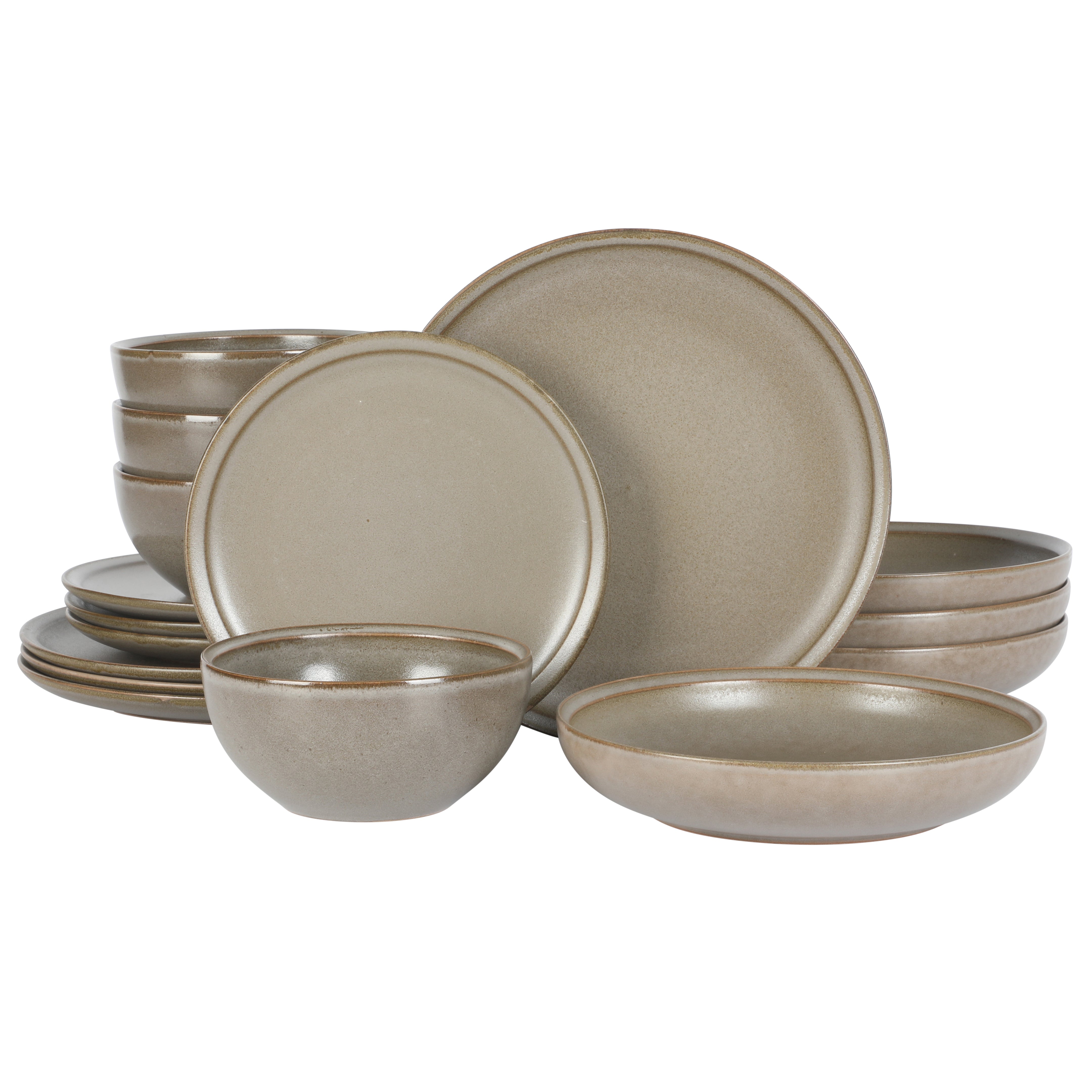 Gibson Elite Beckett Stoneware Matte Reactive Glaze 16 Piece (Service for 4) Plates and Bowls Dinnerware Set