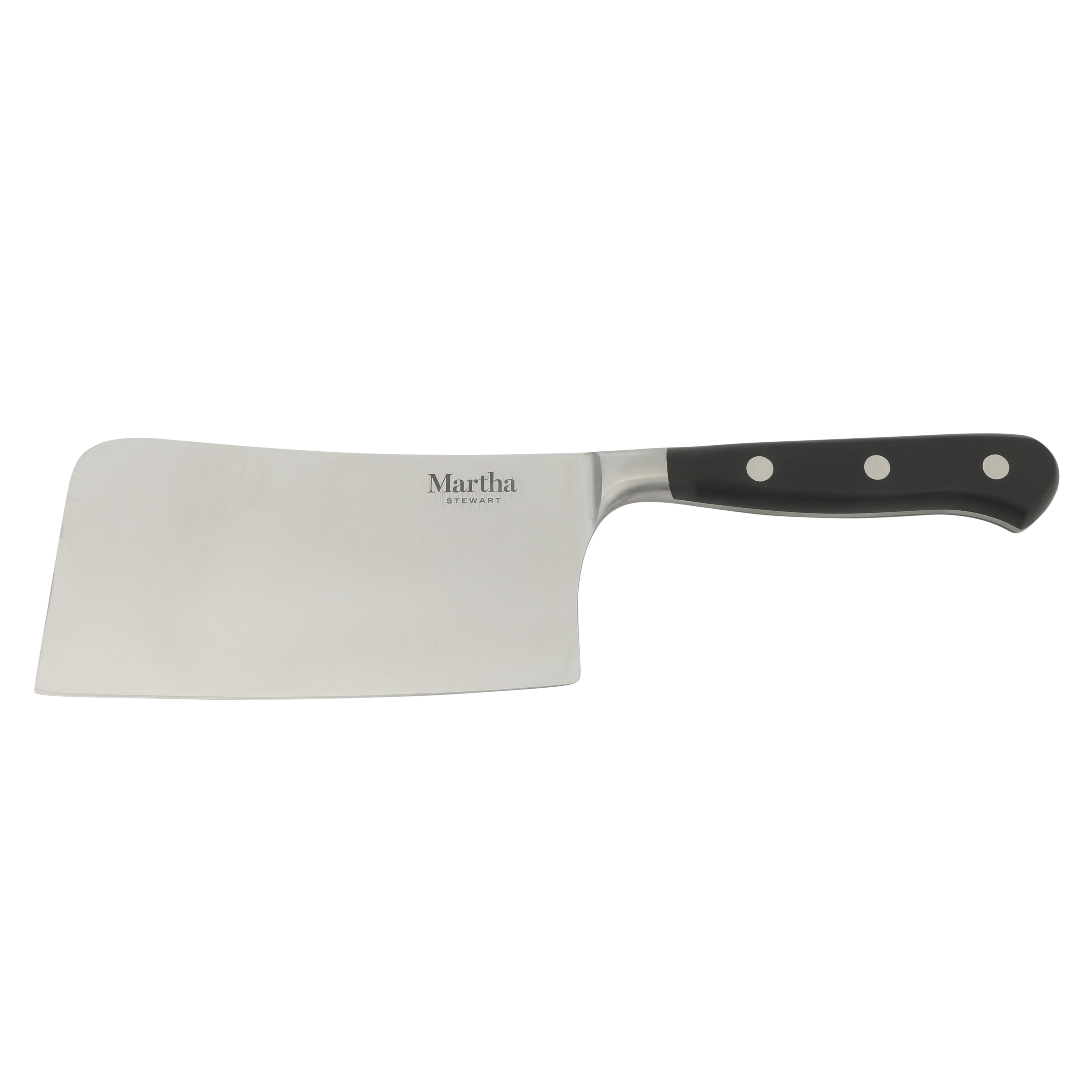 Martha Stewart Carverton 6" Cleaver Knife, High Carbon Stainless Steel Kitchen Knive W/ Black Triple Rivet Handle