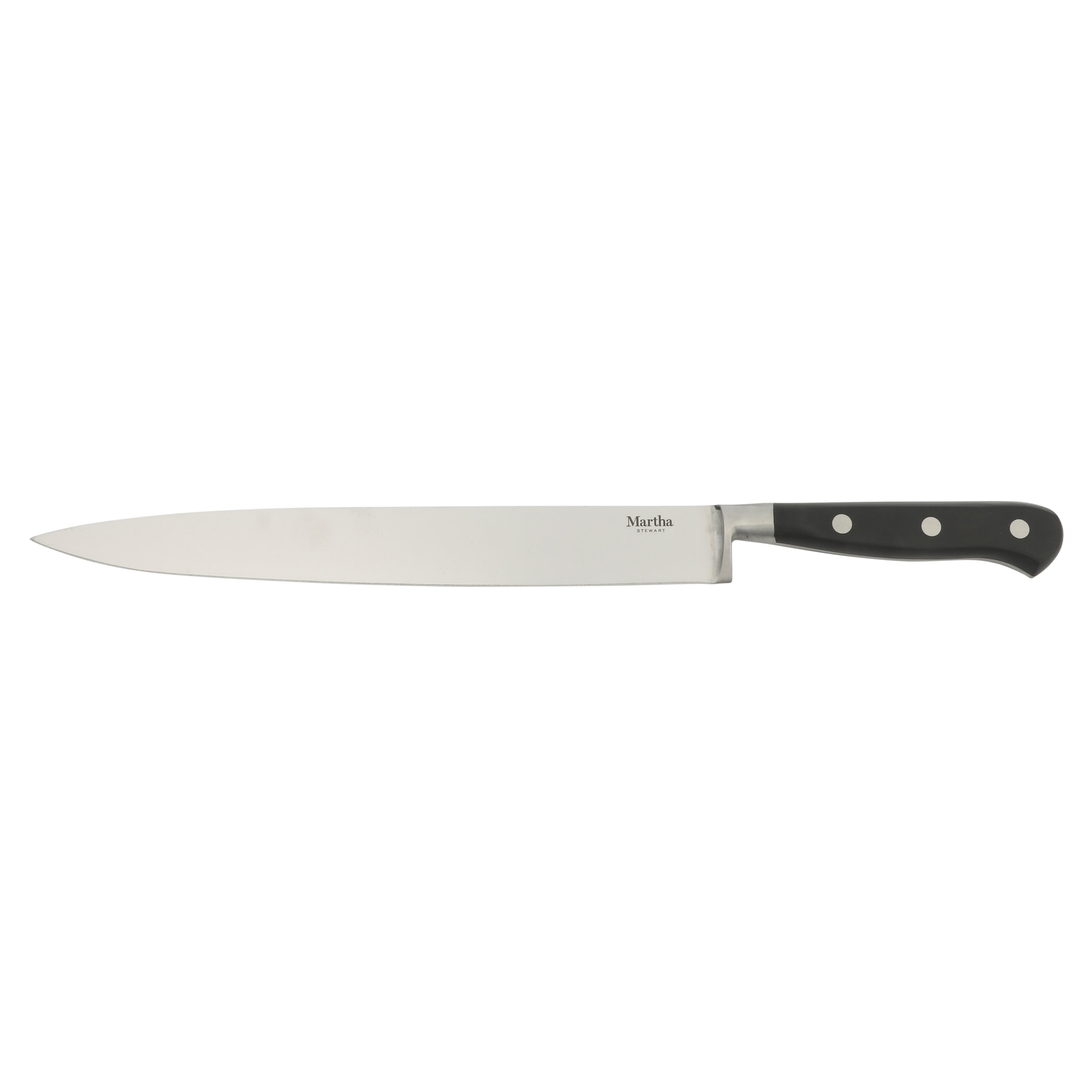 Martha Stewart Carverton 10" Slicer Knife, High Carbon Stainless Steel Kitchen Knive W/ Black Triple Rivet Handle