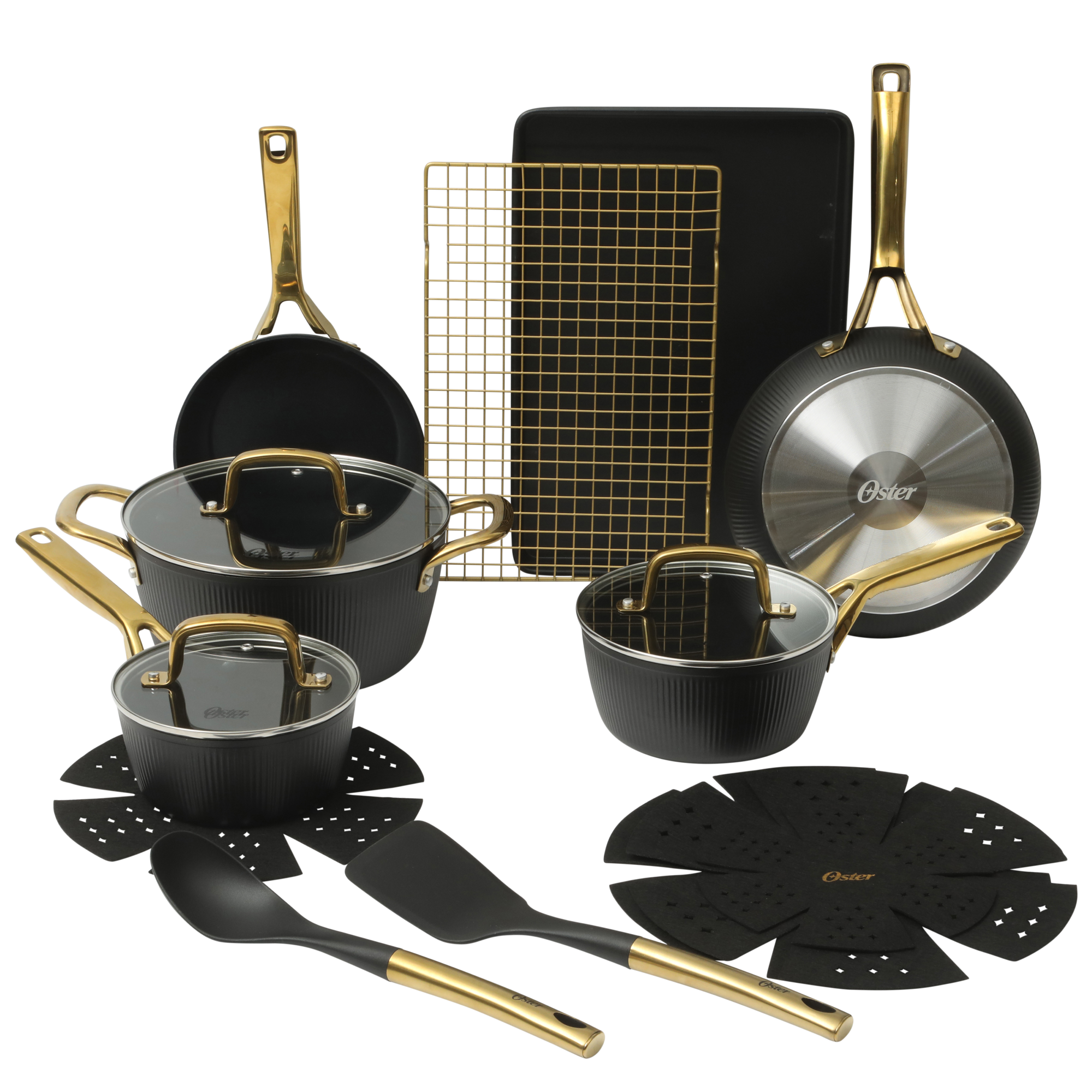 Oster Premium Abbottsford 16 Piece Aluminum Pots and Pans PFA Free Cer