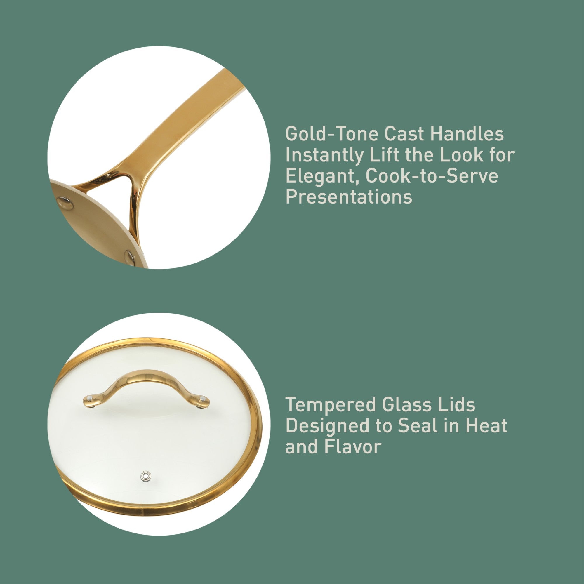 Bloomhouse 15 Piece Pots and Pans Heavy Duty Aluminum Premium PFA Free Ceramic Nonstick Dutch Oven Pot with Lid - Linen White with Gold Handle