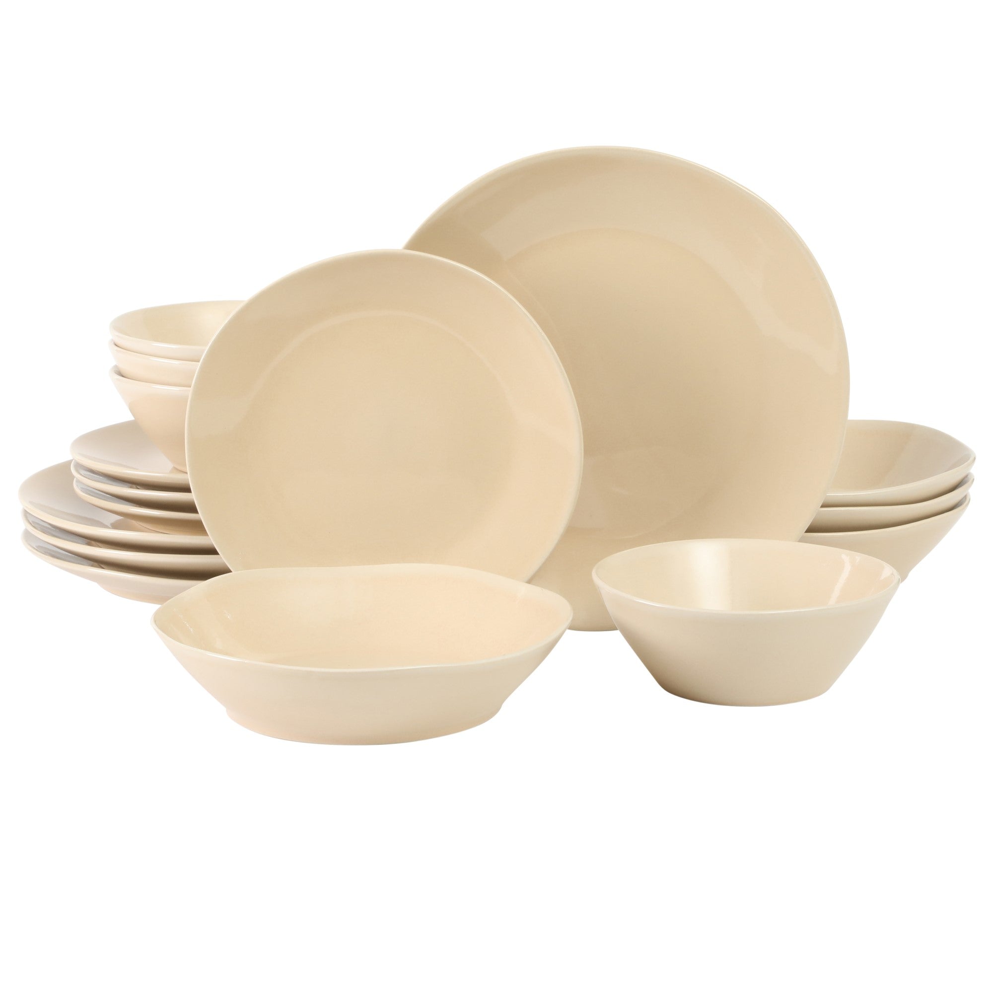 Bloomhouse Montecito Breeze 16 Piece (Service for 4) Double Plates and Bowls Stoneware Reactive Glaze Dinnerware Set