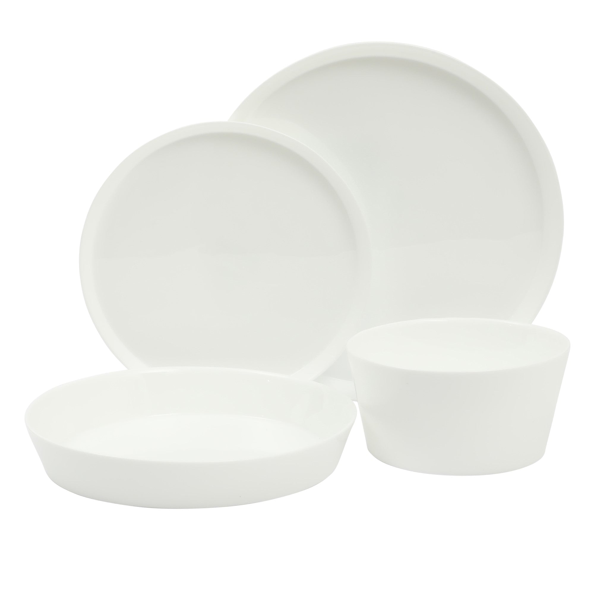 Gibson Home Modern Opal (Service for 4) 16 Piece Glass Chip Resistant Dishes Double Plates and Bowls Lightweight Dinnerware Set