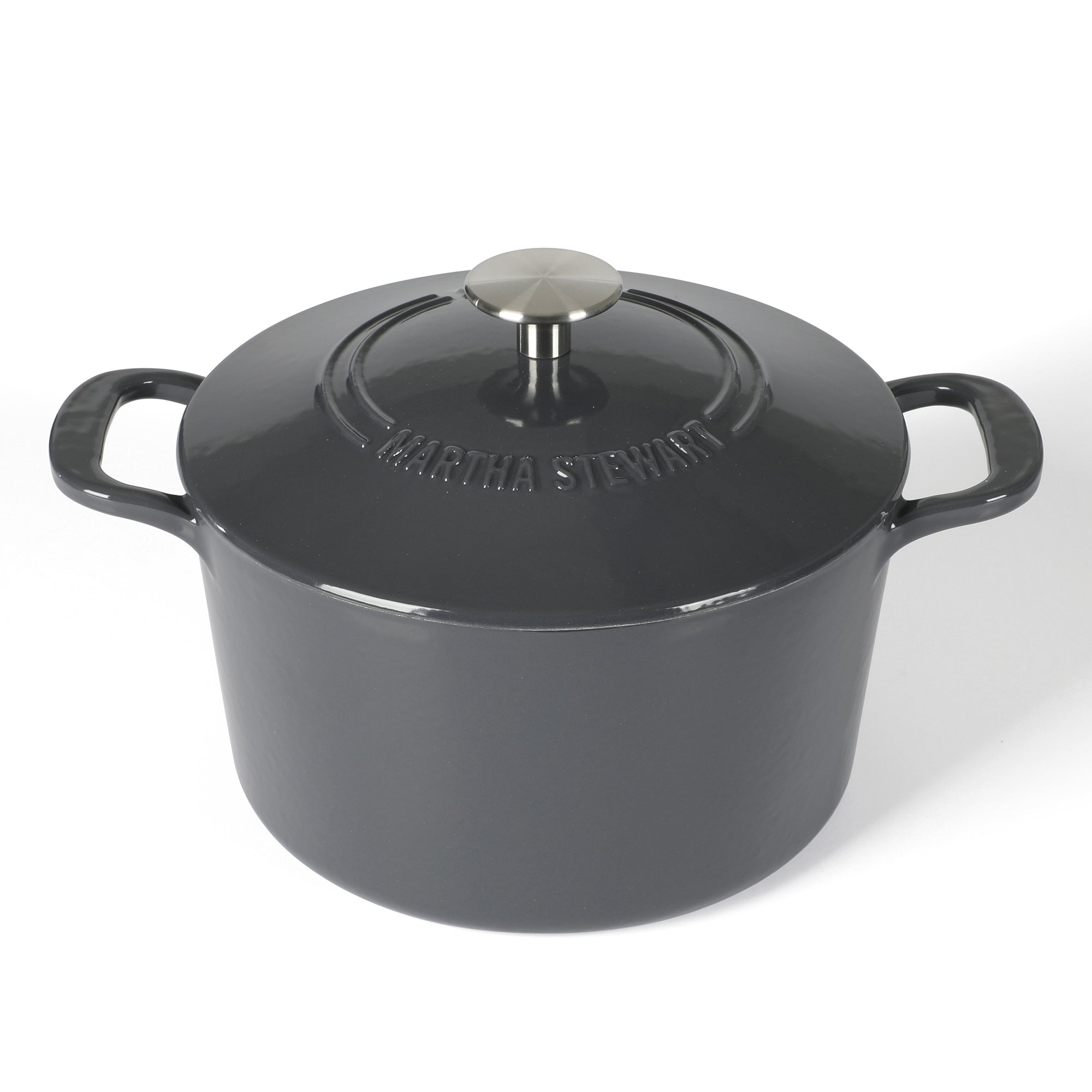 Martha Stewart Gatwick 4 Quart Enamel Cast Iron Dutch Oven - Grey