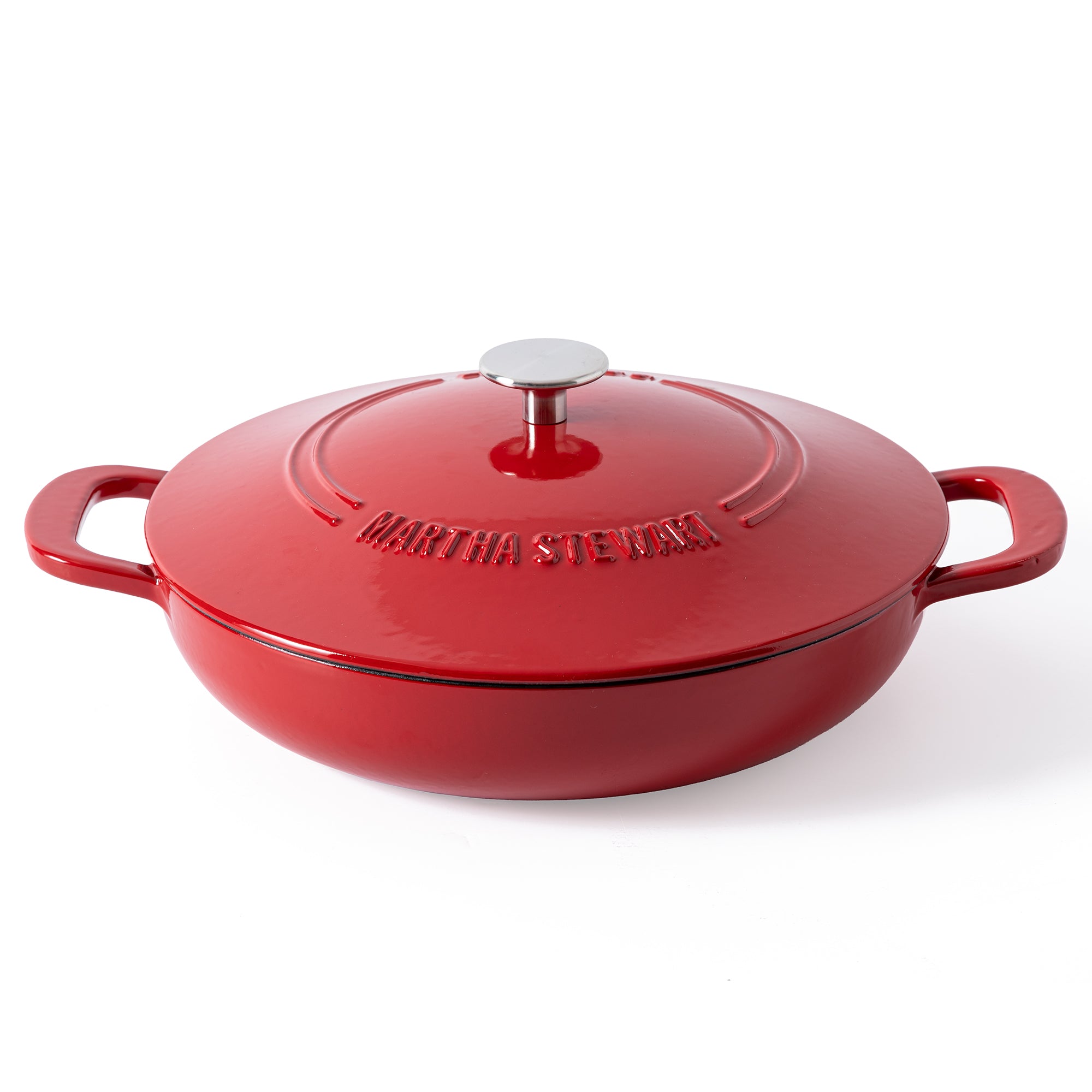 Martha Stewart Gatwick 3.5-Quart Enameled Cast Iron Dutch Oven Braiser - Red