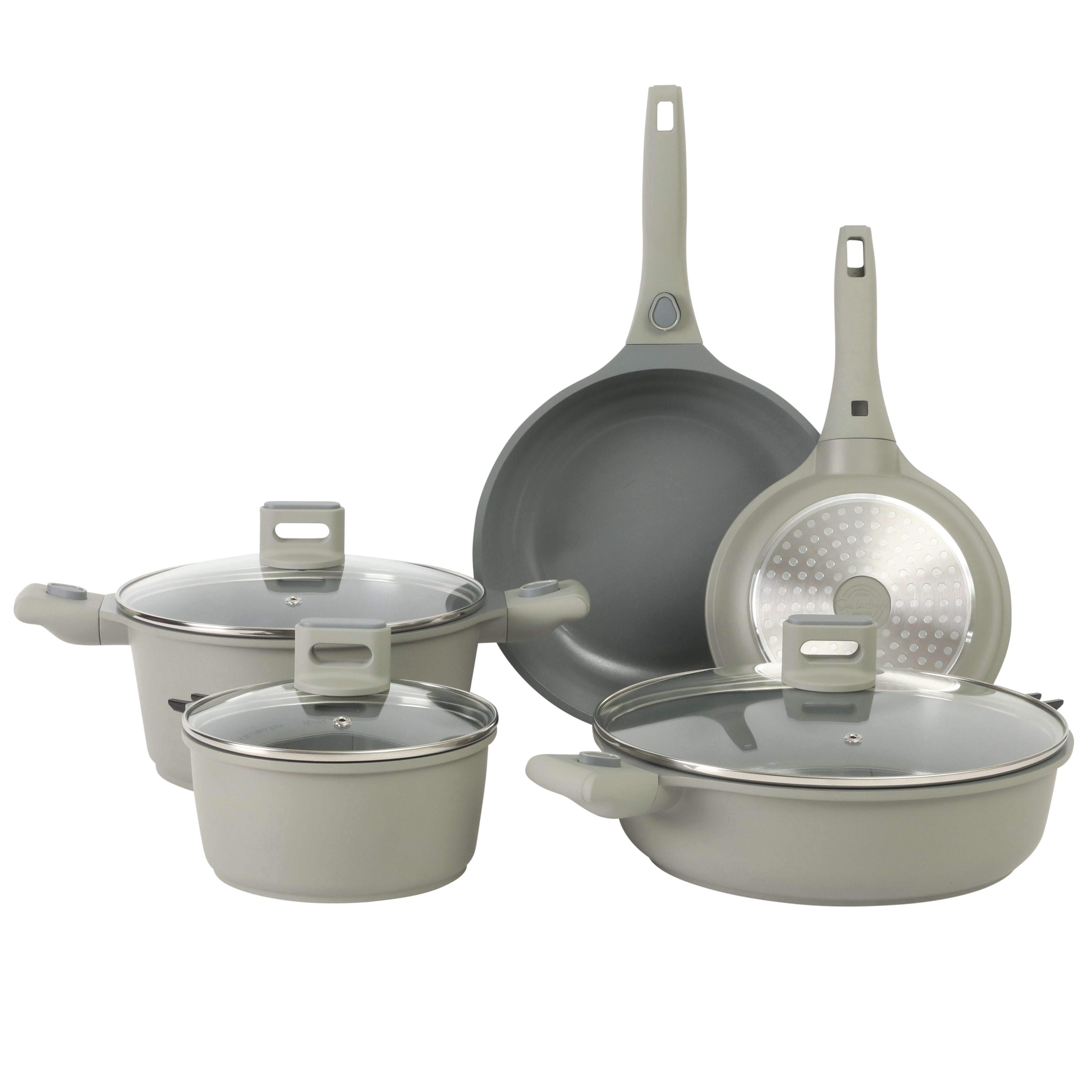 Sur La Table Kitchen Essentials 13 Piece Detachable Handle Pots and Pans Premium PFA Free Premium Ceramic Induction Cookware Set