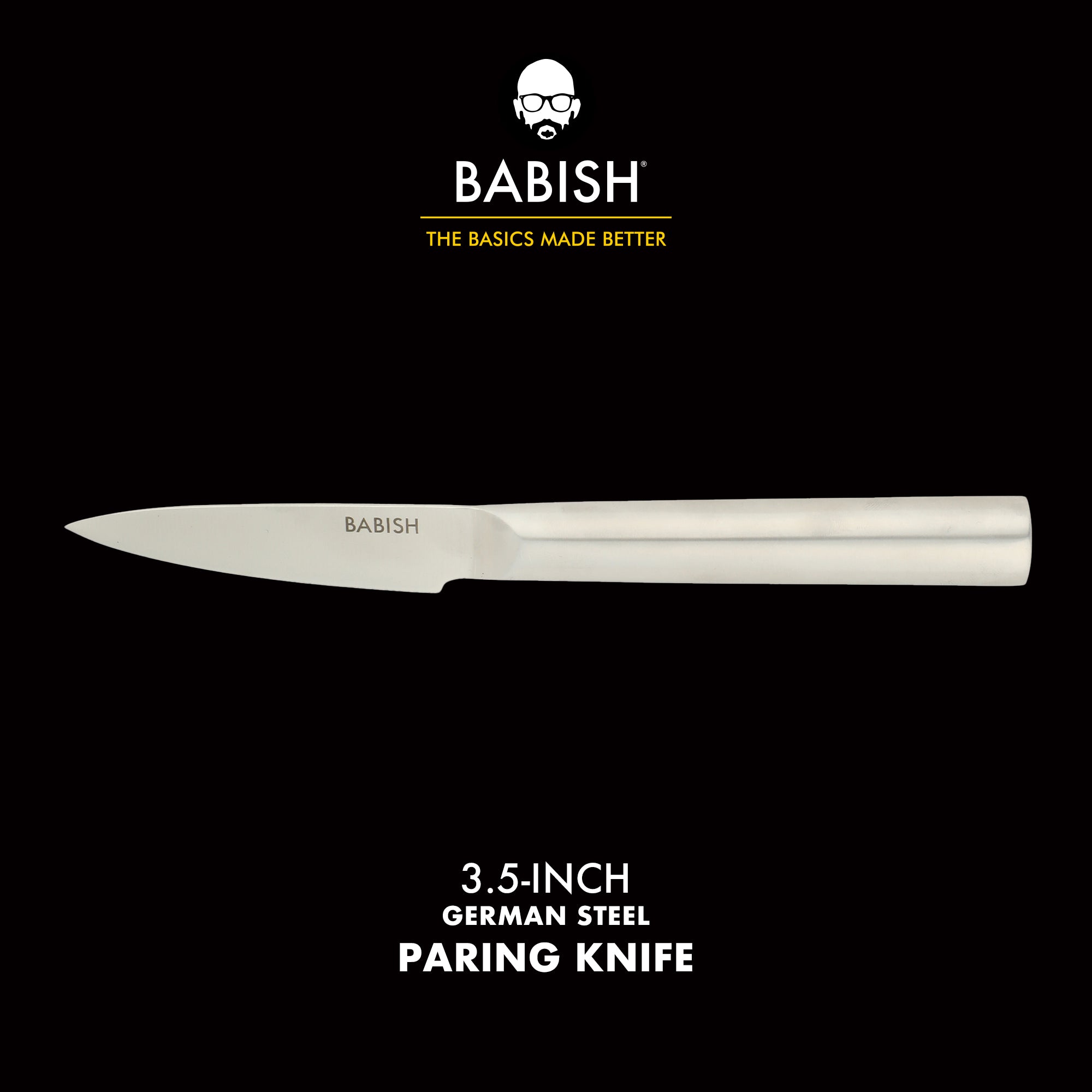 Babish 1.4116 German Stainless Steel Paring Knife – 3.5-Inch Precision Kitchen Knife for Peeling, Trimming & Prep Work, Full-Tang Blade