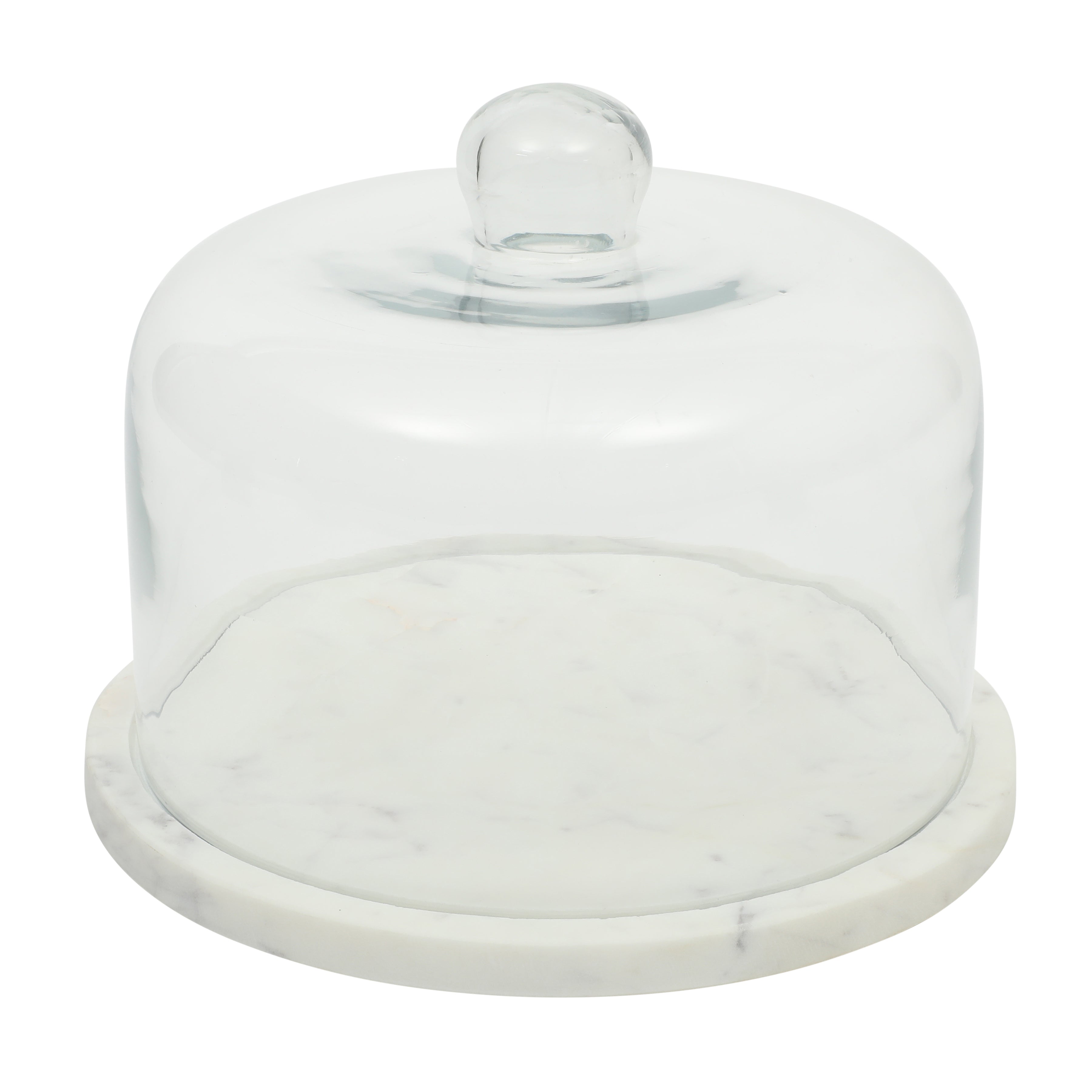 Gibson Elite Ridgehaven 11" Marble Cake Stand, Serving Platter, Charcuterie Board, and Center Piece Home Décor With Glass Lid