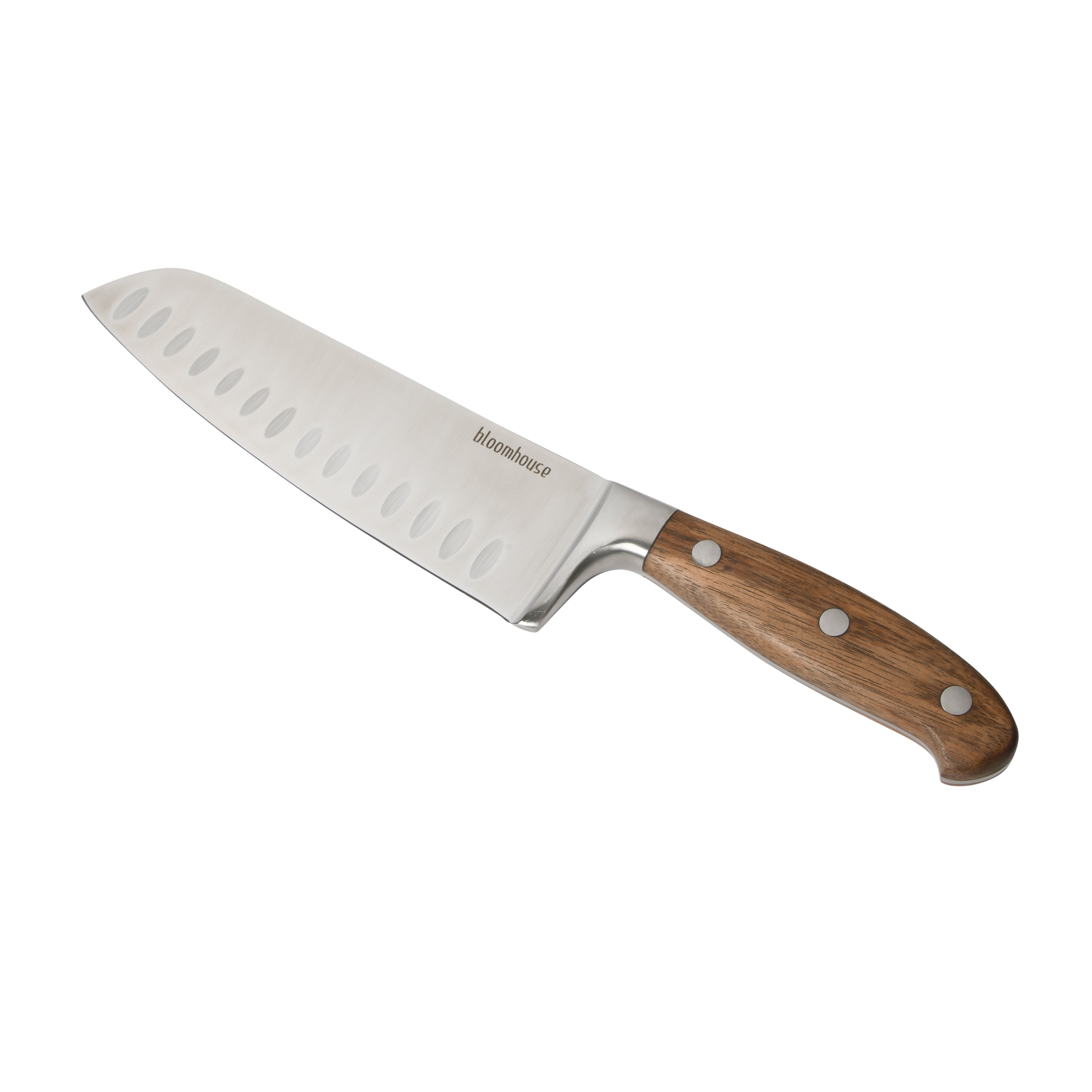 Bloomhouse 7 Inch German Steel Santoku Knife W/ Walnut Wood Forged Handle