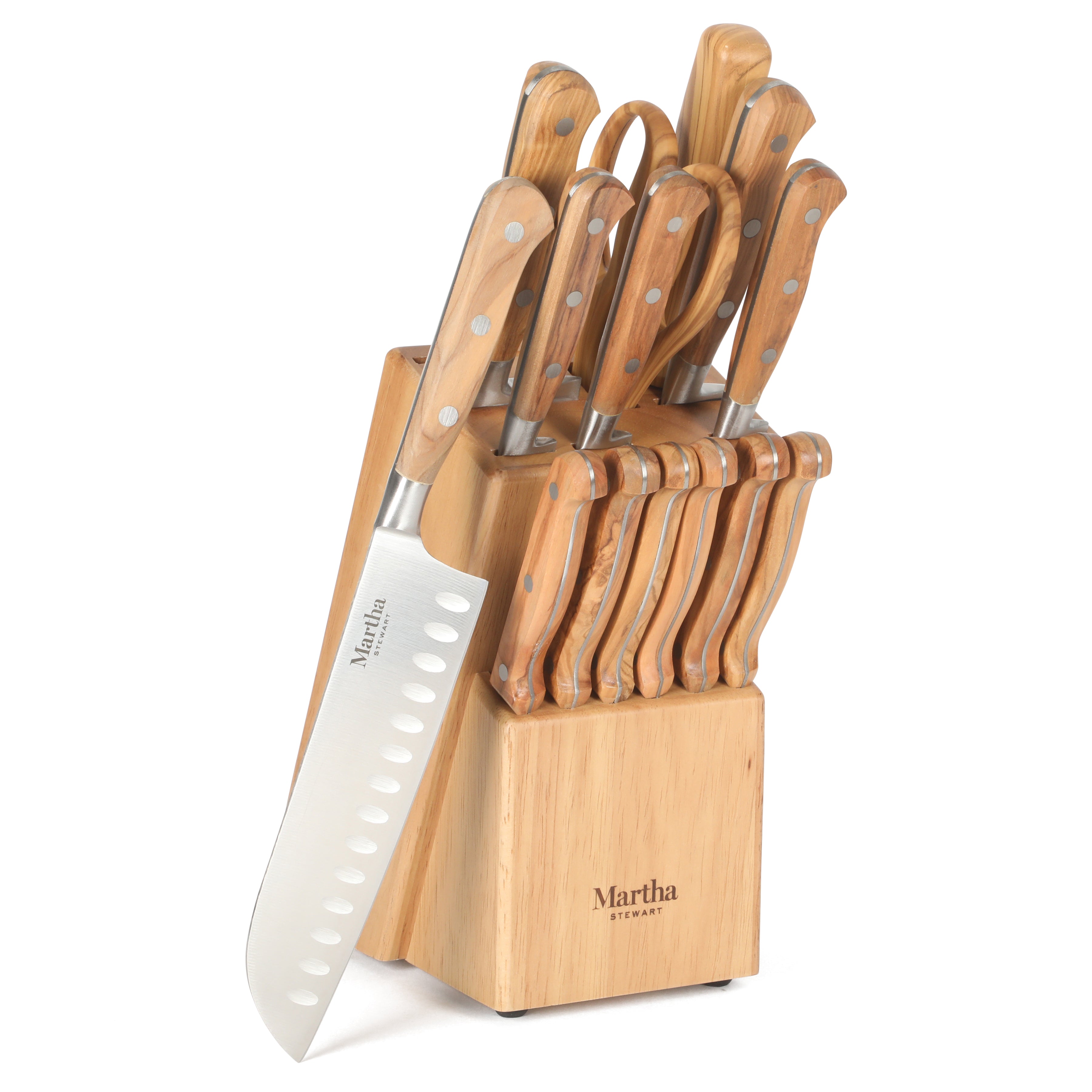 Martha Stewart 15-Piece Stainless Steel Knife Block Set