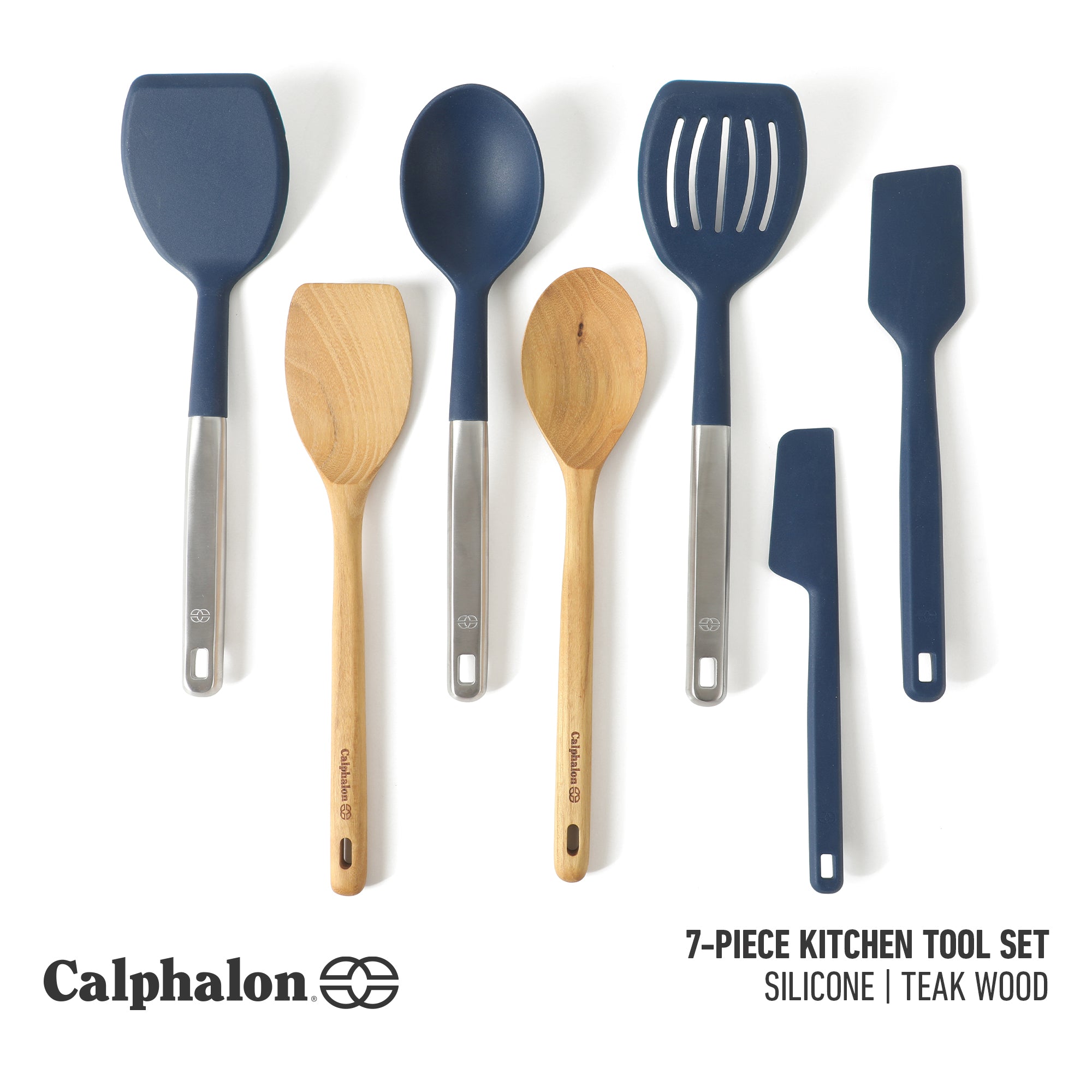 Calphalon Prime 7 Piece Sillicone and Teak Wood Kitchen Tool & Gadget Set