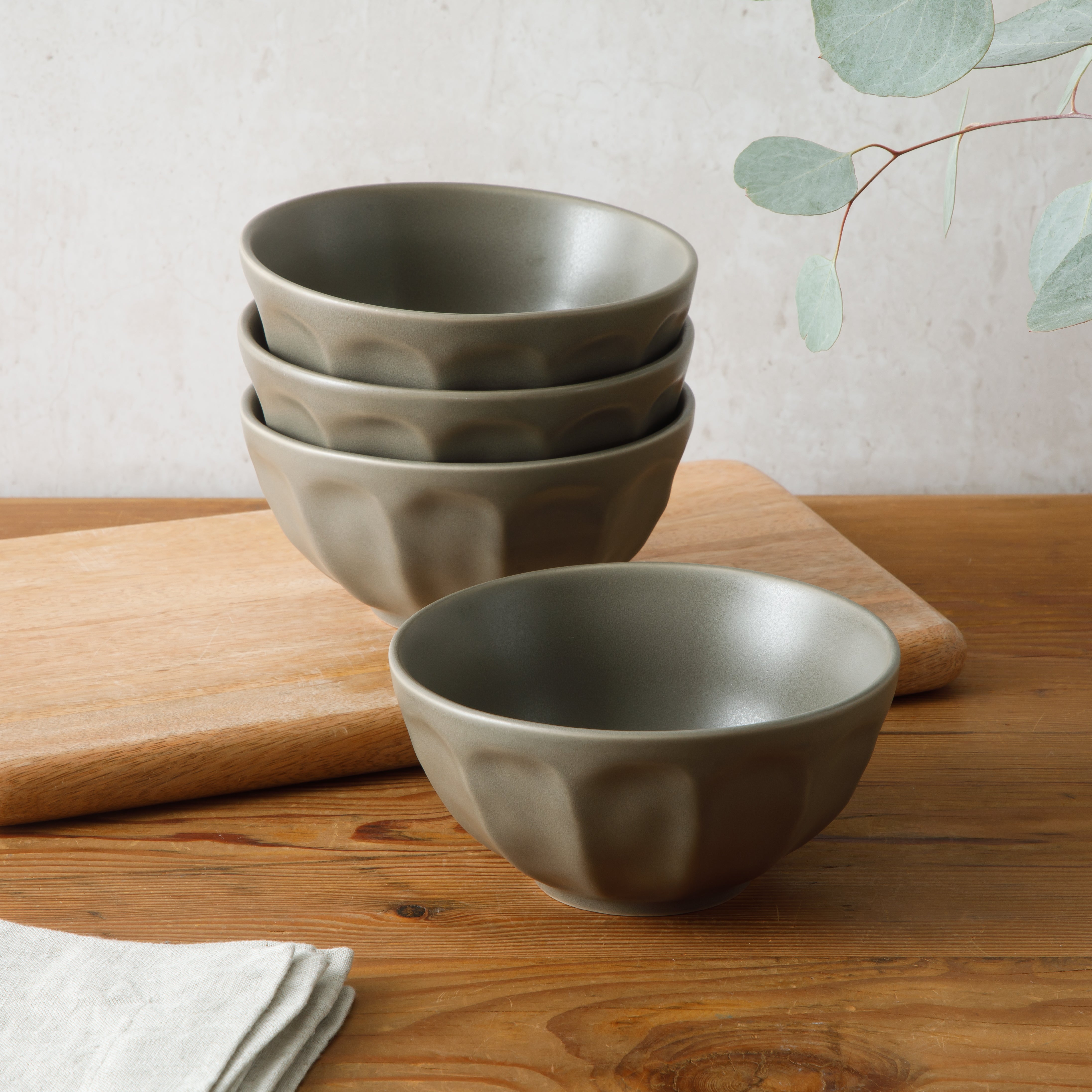 Bloomhouse Soup Bowls Set of 4, 6.4 Inch Stoneware Cereal Bowls, Reactive Glaze, 2-Time Oprah's Favorite Things, Dishwasher & Microwave Safe, Grey