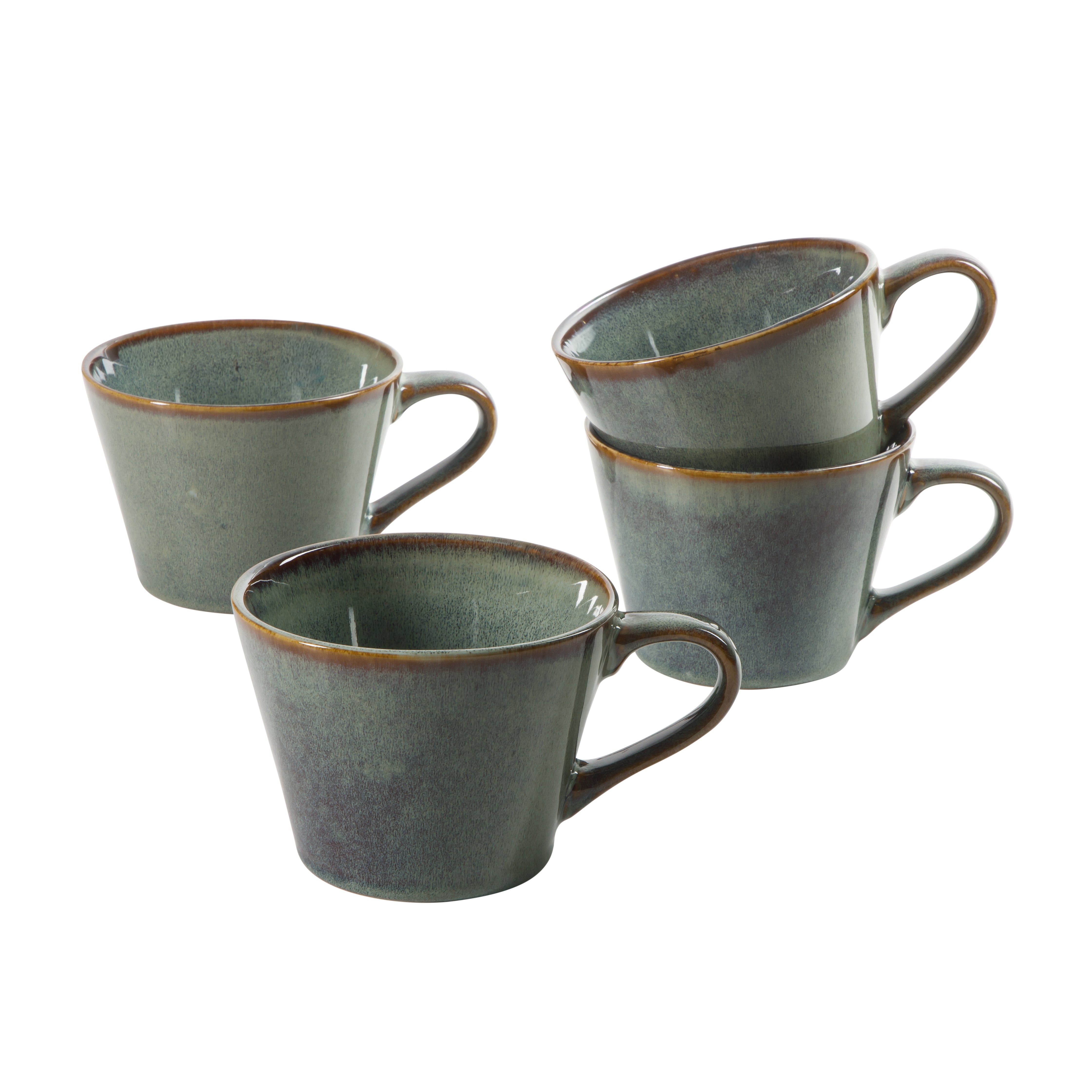 Gibson Elite Coffee Mugs Set of 4, 22 oz Large Blue Stoneware Cups, Reactive Glaze, Chip Resistant, Dishwasher, Oven & Microwave Safe