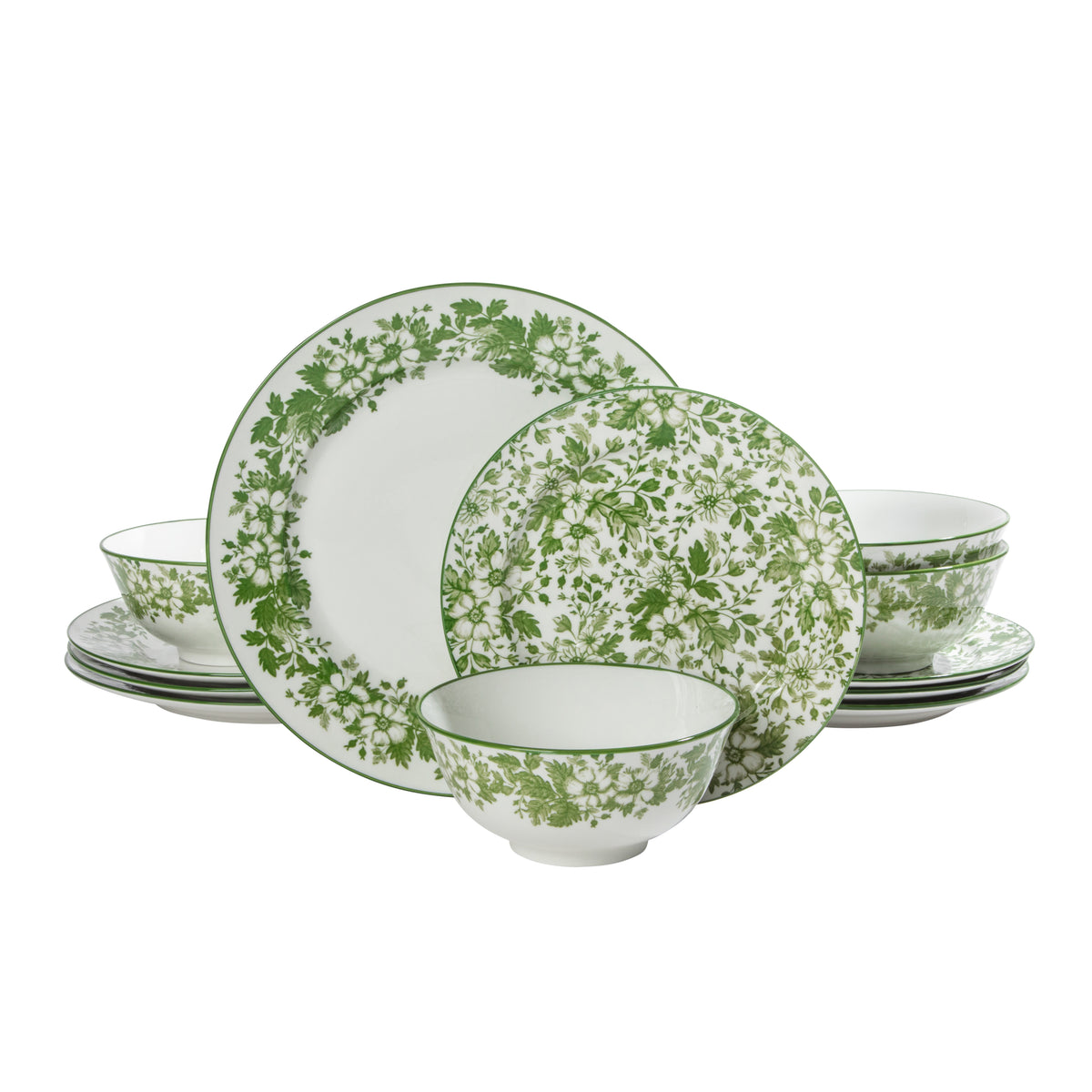 Martha Stewart Bedford Floral 12-Piece Porcelain Dinnerware Set for 4