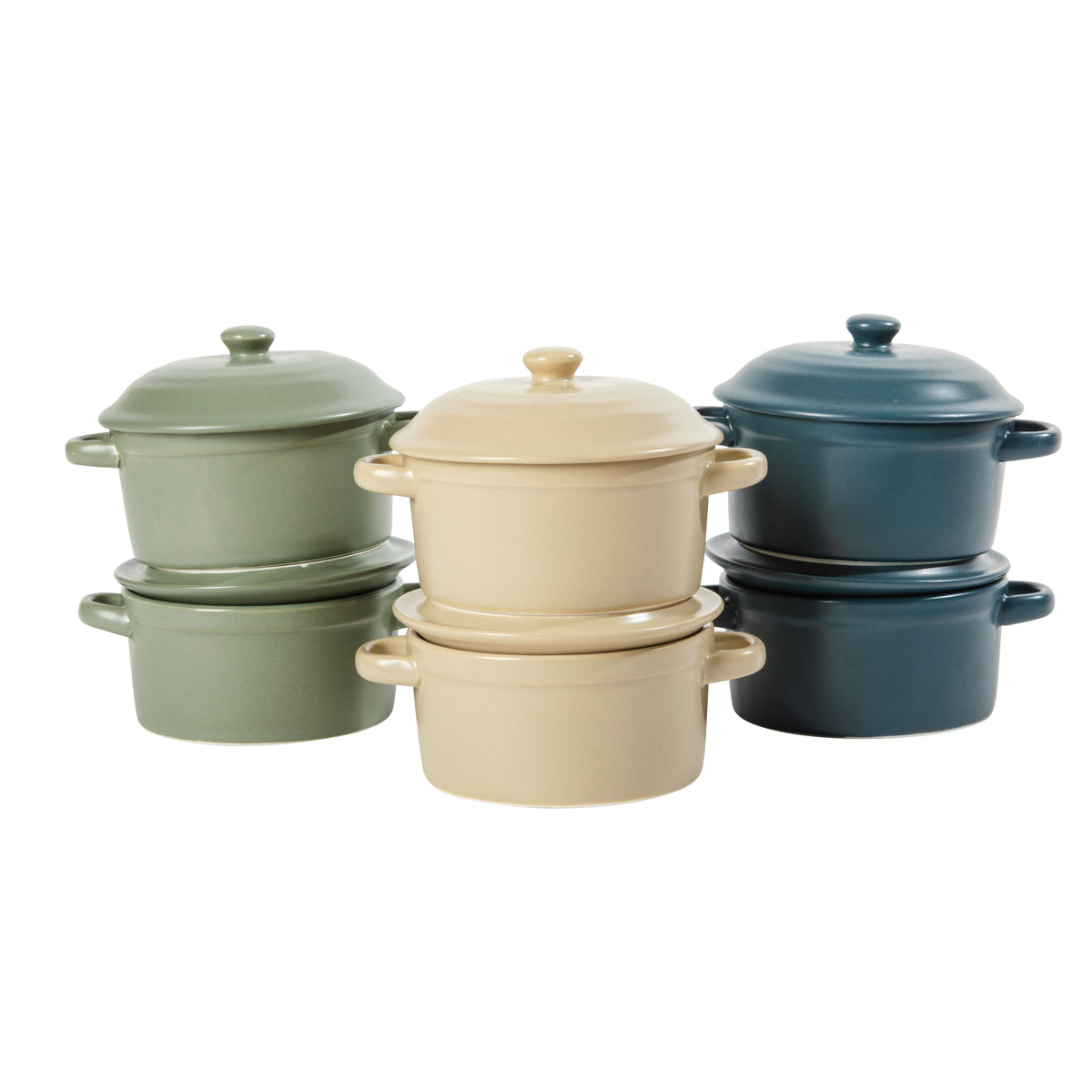 Crockpot Pembury 6 Pack 9.6 Oz Stoneware Mini Casserole Dishes with Lids, Assorted Colors