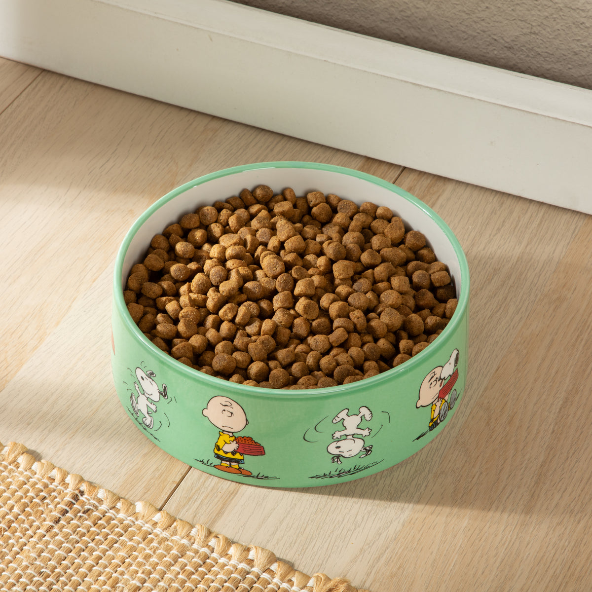 Peanuts Snoopy 8 Inch Ceramic Dog Bowl, Barks & Borough Decorated Pet Food and Water Dish