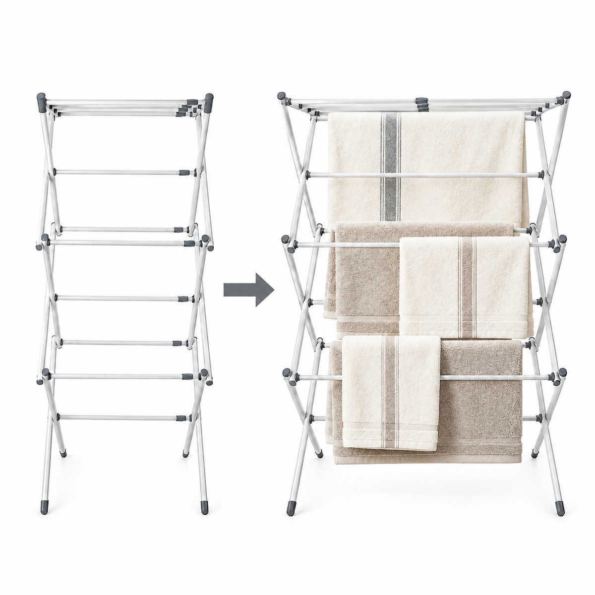 Gibson Home Clothes Drying Rack, Foldable Expandable Laundry Rack, White