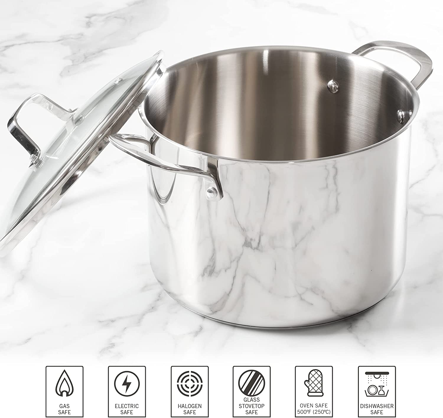 Martha Stewart Castelle 8-Quart Stainless Steel Stock Pot w/ Lid