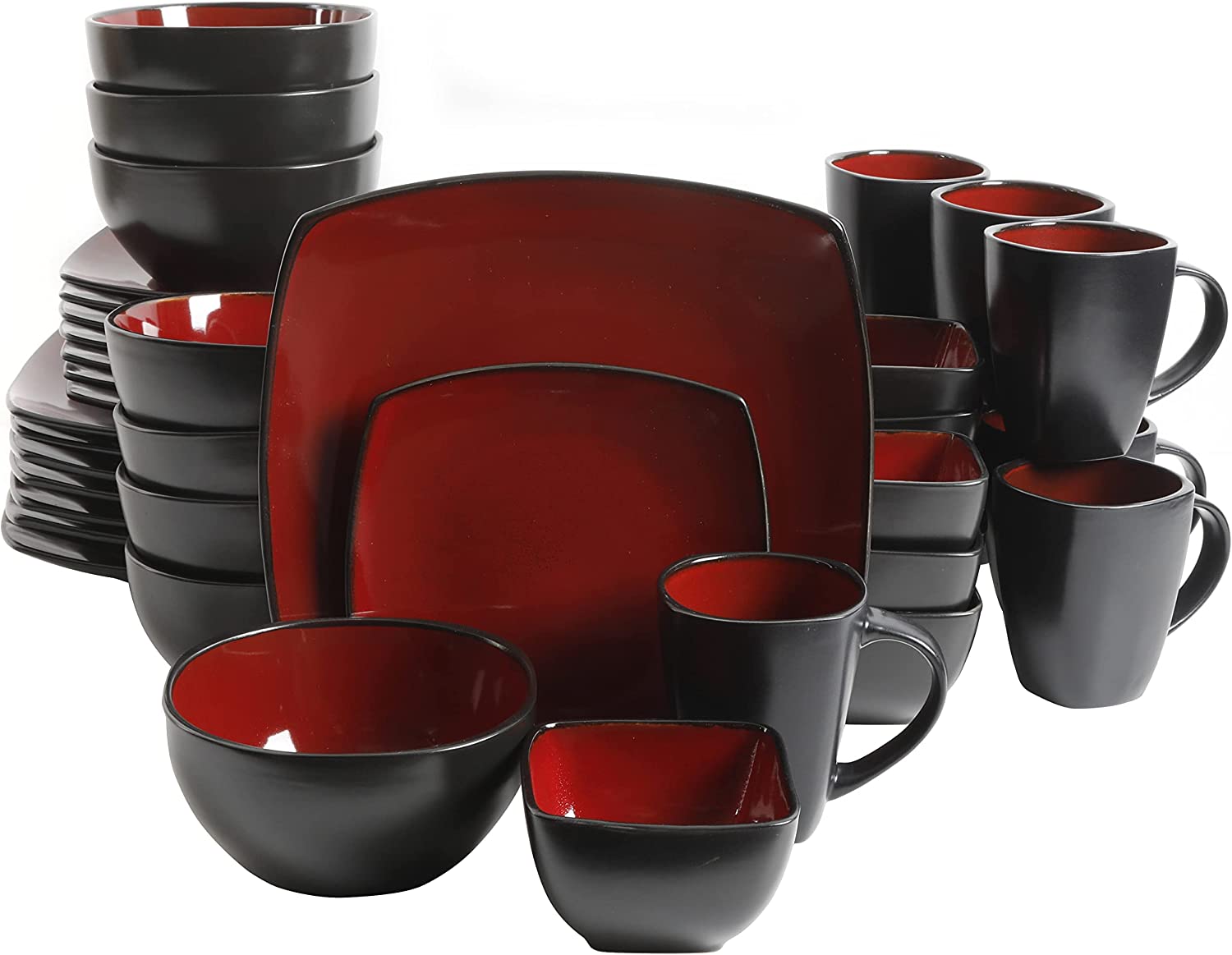 Gibson Soho Lounge Square 40-Piece Reactive Stoneware Dinnerware Set
