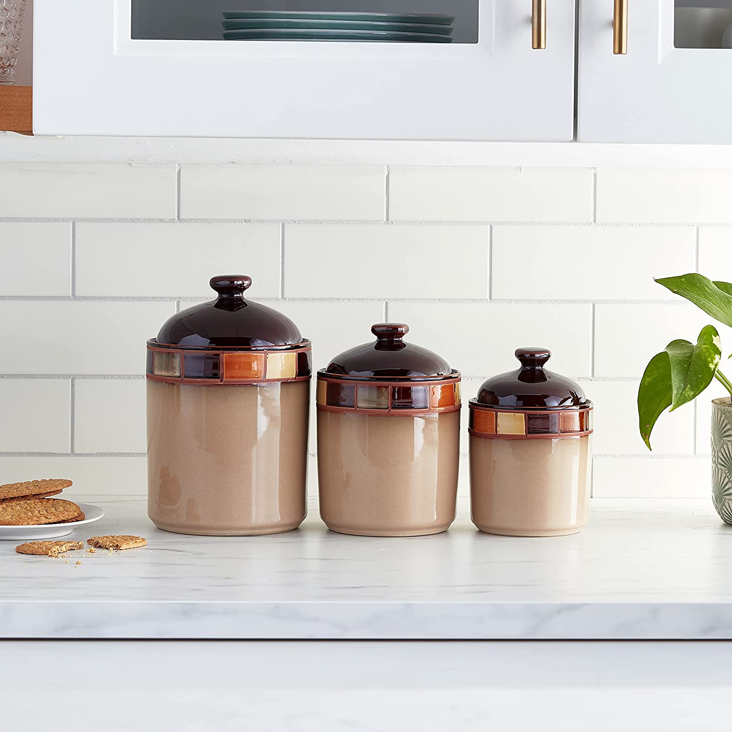 Gibson Elite Casa Estebana 3-Piece Stoneware Canister Set