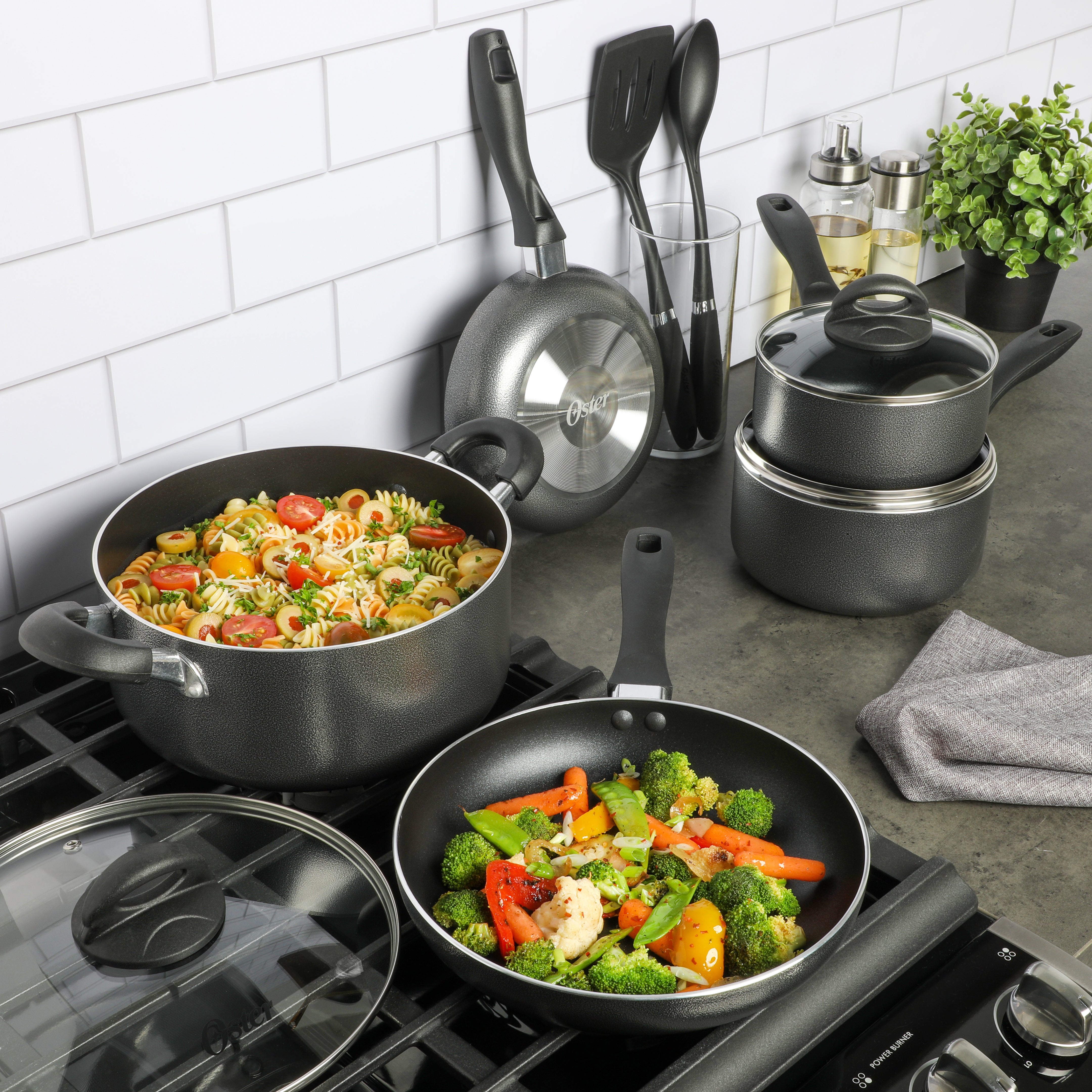 Oster Clairborne 10-Piece Aluminum Cookware Set w/ Tools
