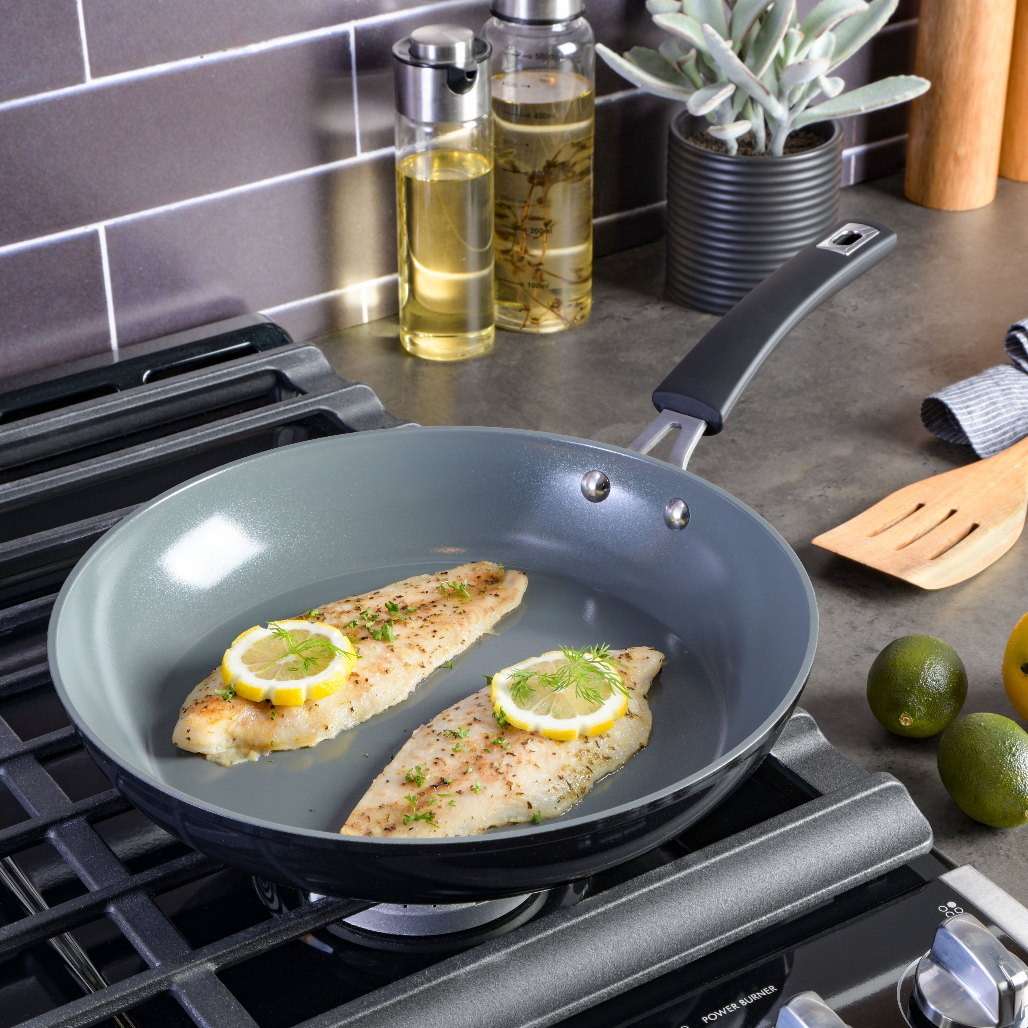 Kenmore Arlington 12" Non-Stick Black Diamond Ceramic Interior Aluminum Fry Pan