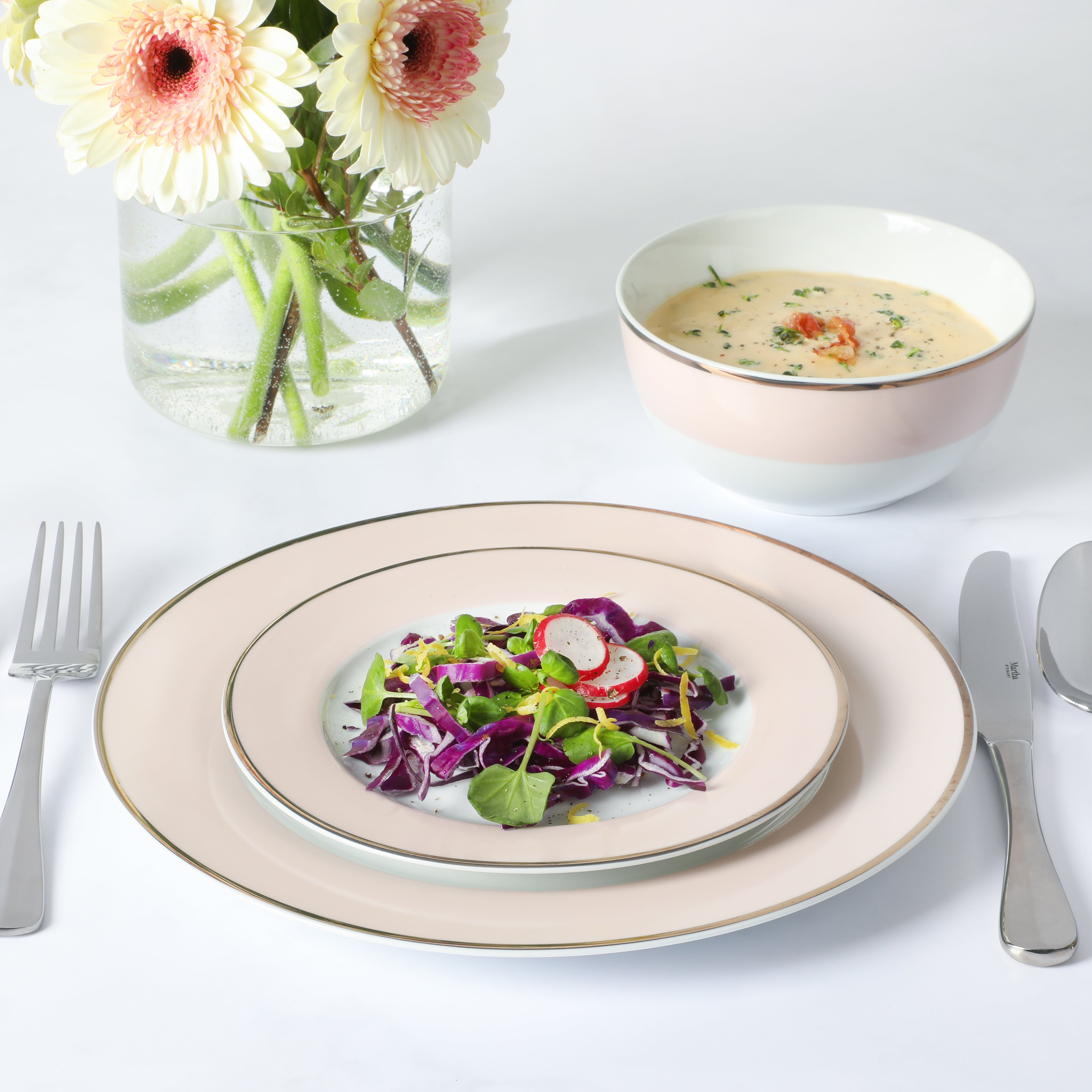 Martha Stewart Gracie Lane 12-Piece Porcelain Decorated Dinnerware Set