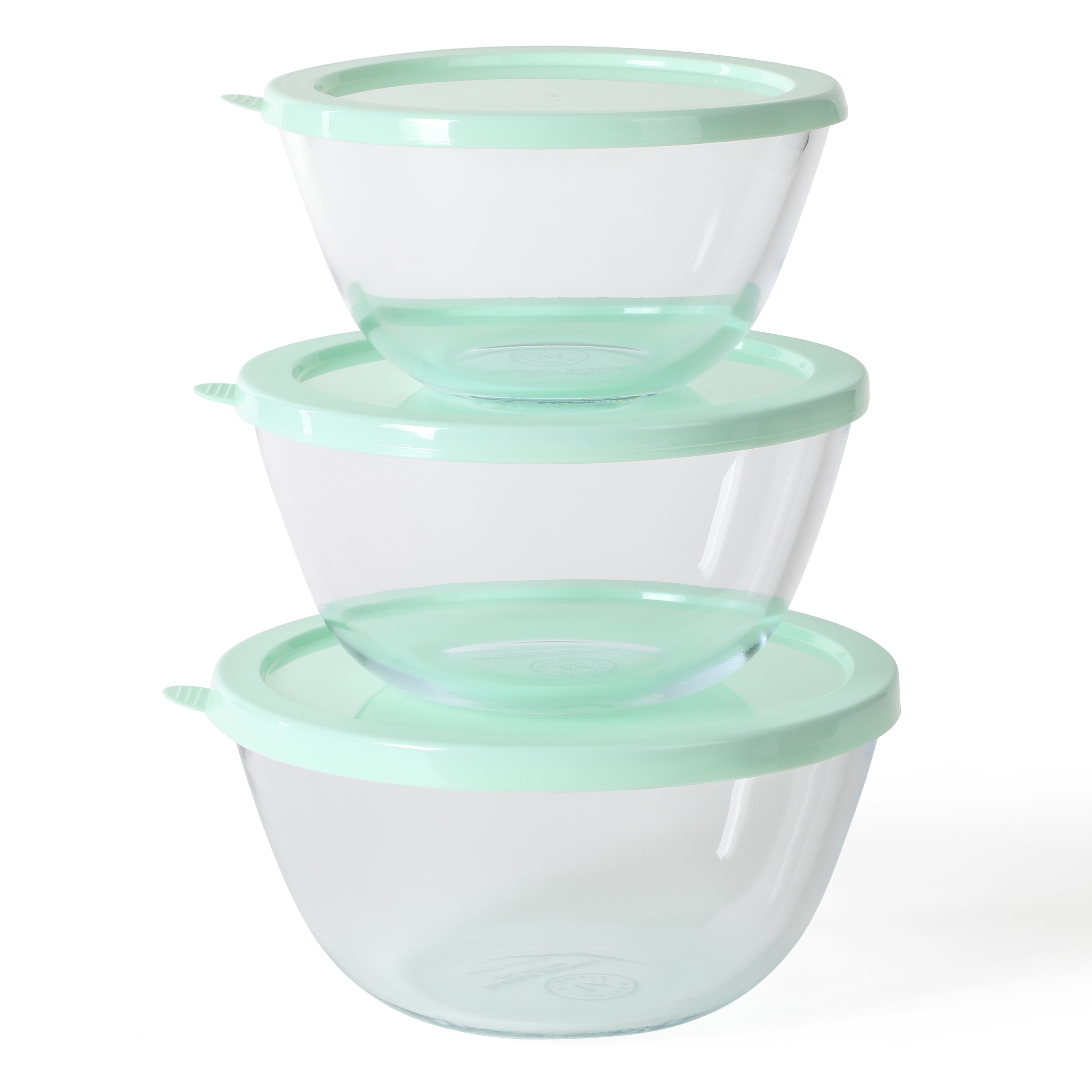 Martha Stewart Summersol 6-Piece, (67.6oz, 50.7oz, 33.8oz) Borosilicate Glass Mixing Bowl Set w/ Lids