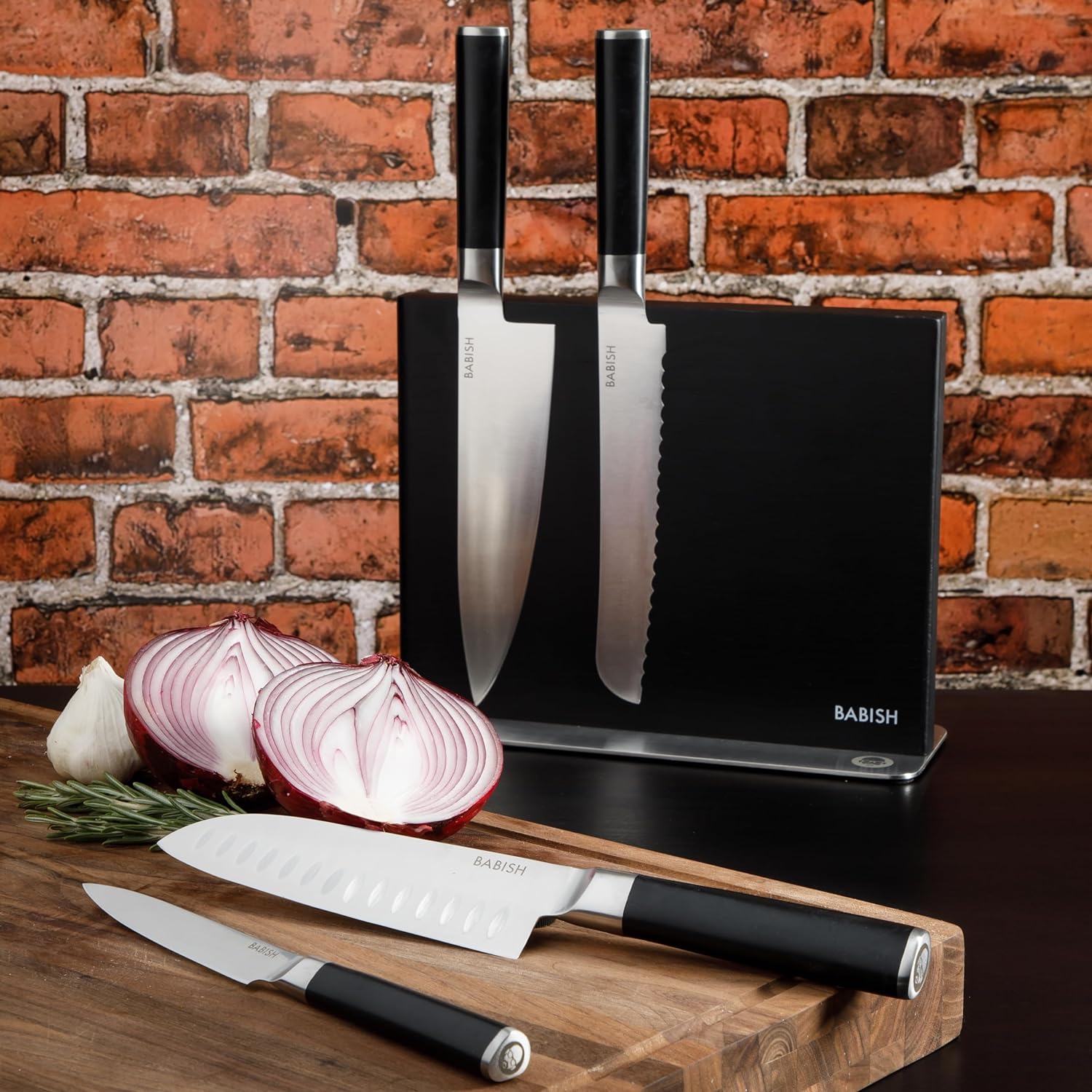 Babish Magnetic Knife Double Sided Block Holder (11" X 8.5" X 4") w/Anti Skid Base