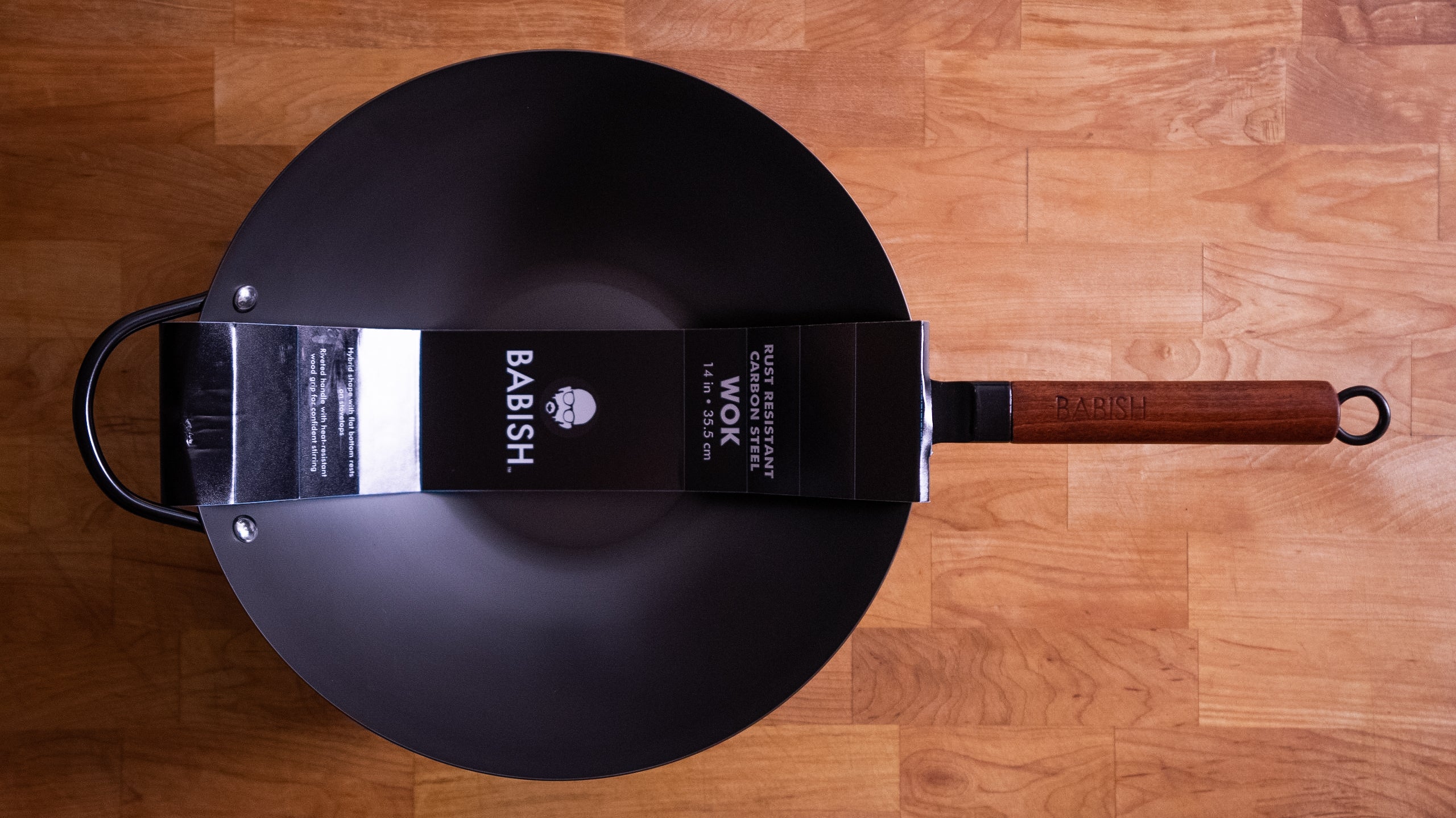 Babish 14-Inch Carbon Steel Flat Bottom Wok