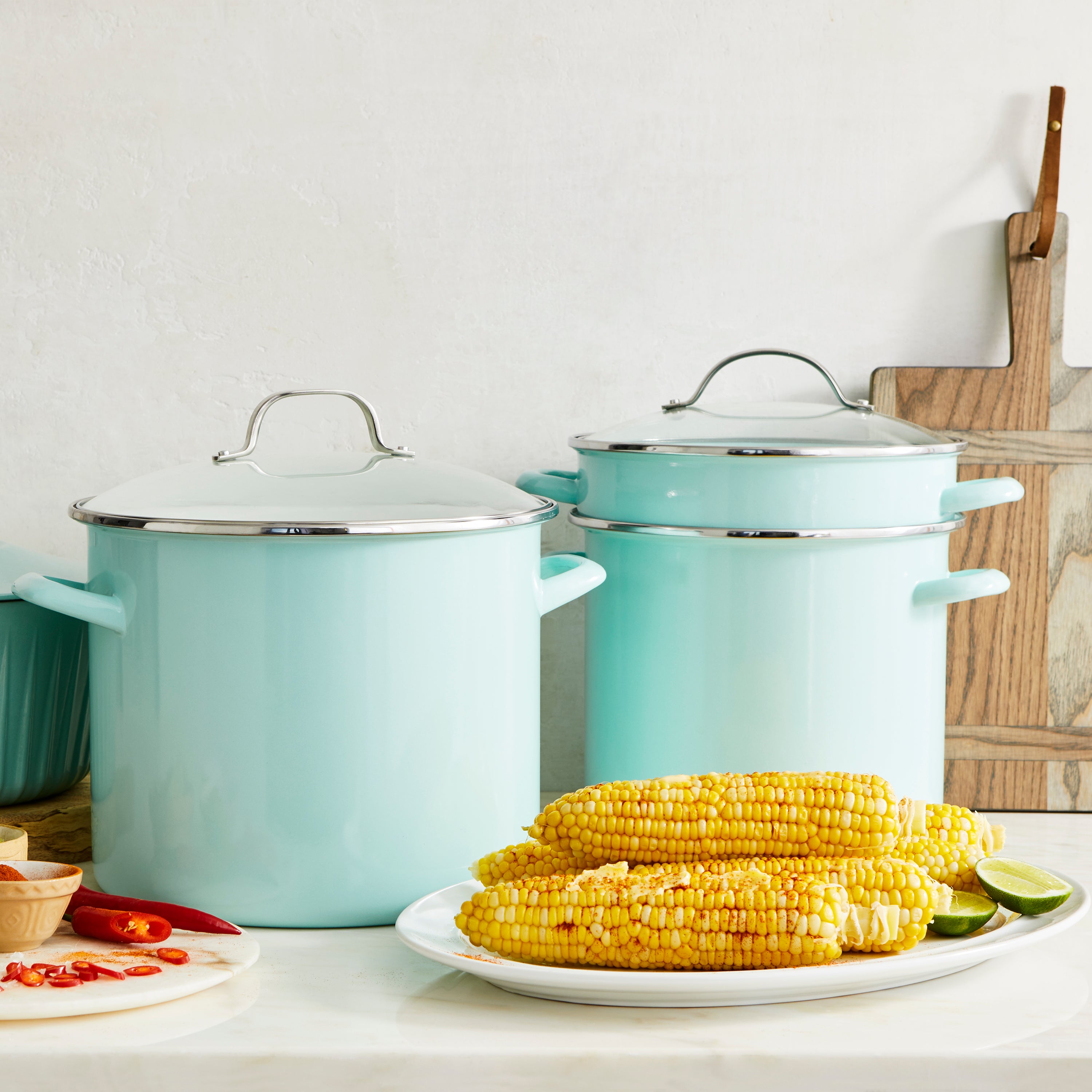 Martha Stewart Thayer 8-Quart Enamel on Steel Stock Pot w/ Steamer Insert