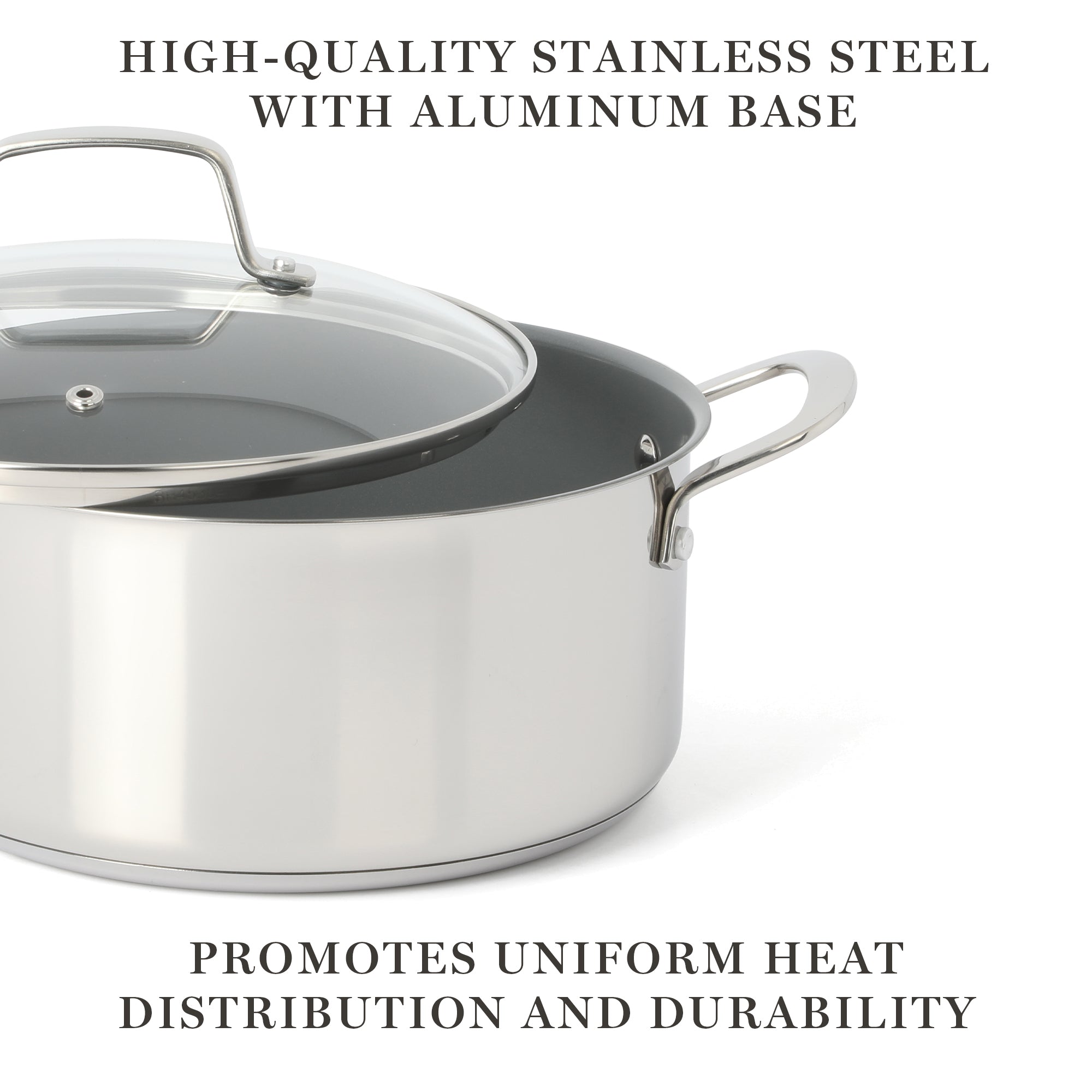 Martha Stewart Delaroux 10-Piece Stainless Steel Cookware Set w/ Ceramic Non-Stick Interior