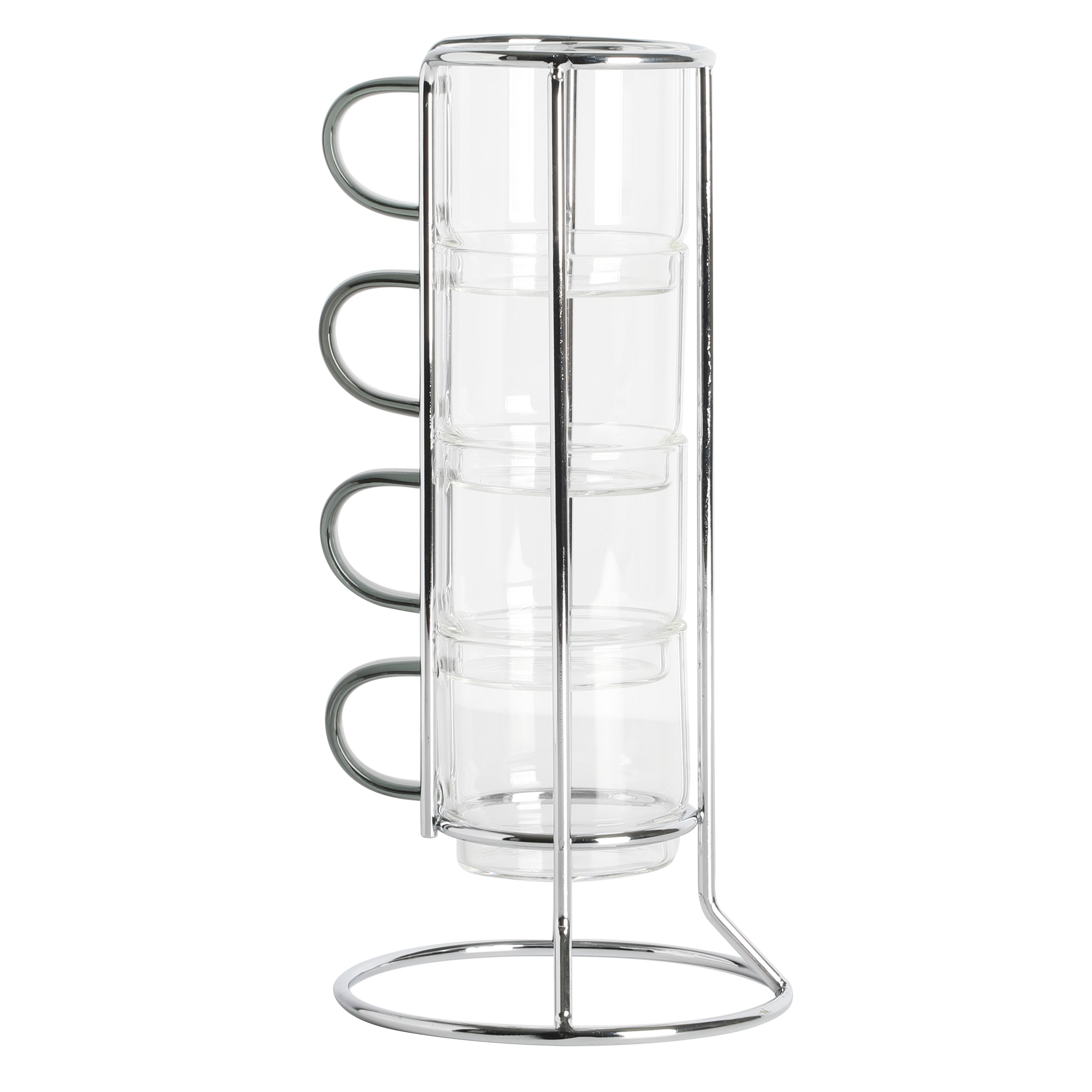 Gibson Soho Lounge 4-Pack 3.8oz Glass Espresso Cup Set w/ Rack