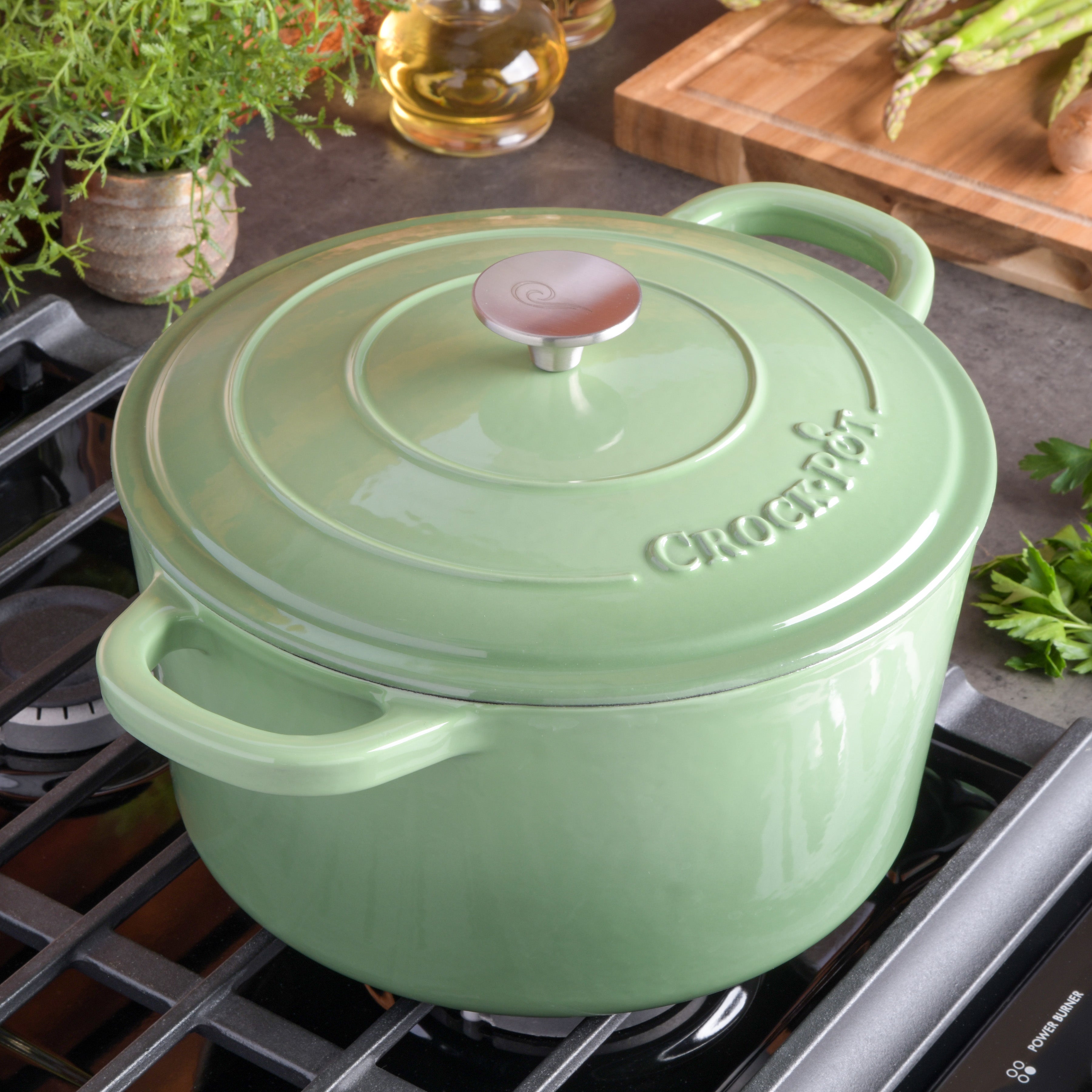 Crock Pot Artisan 7-Quart Round Enameled Cast Iron Dutch Oven