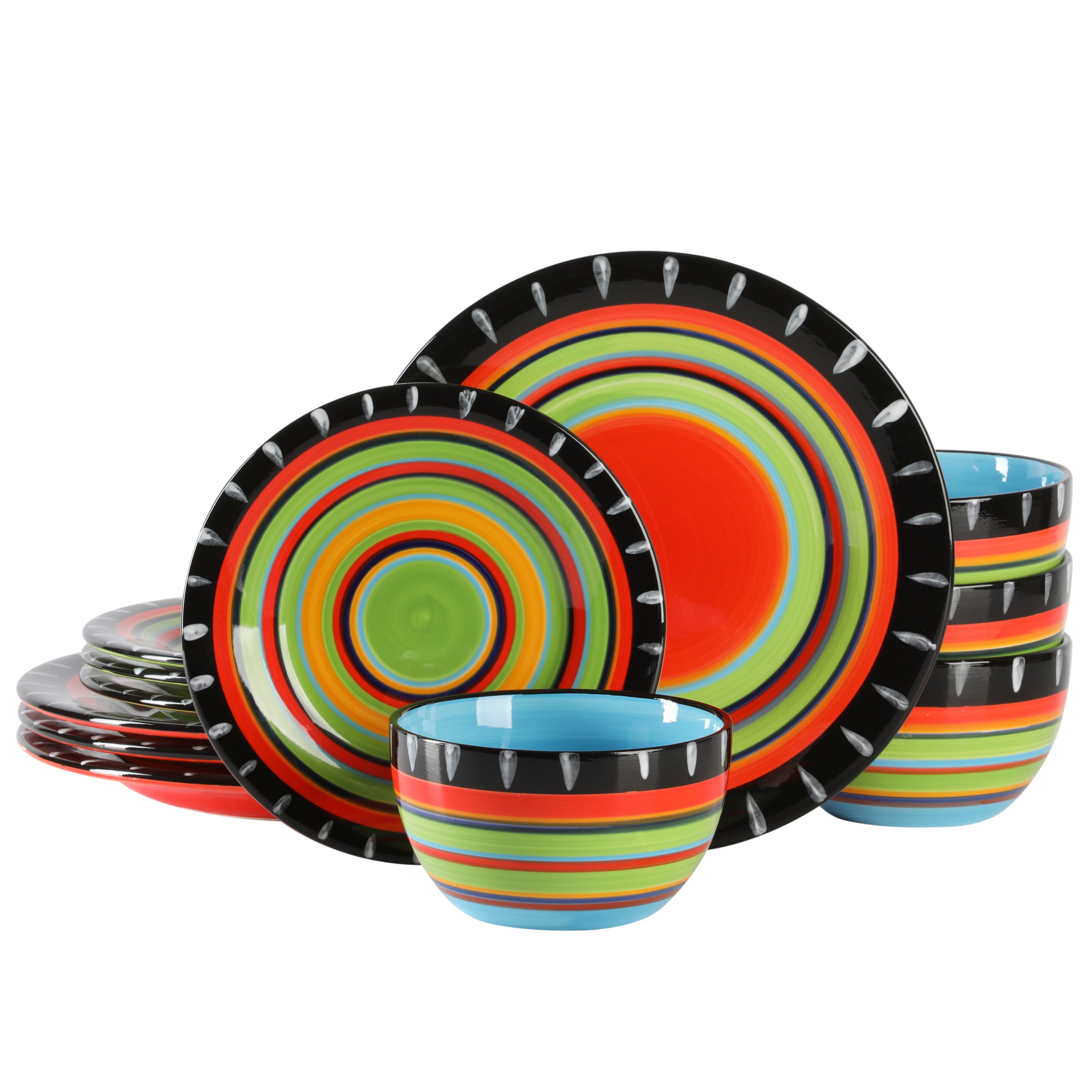 Gibson Elite Feliz Mesa 12-Piece Hand Painted Dinnerware Set