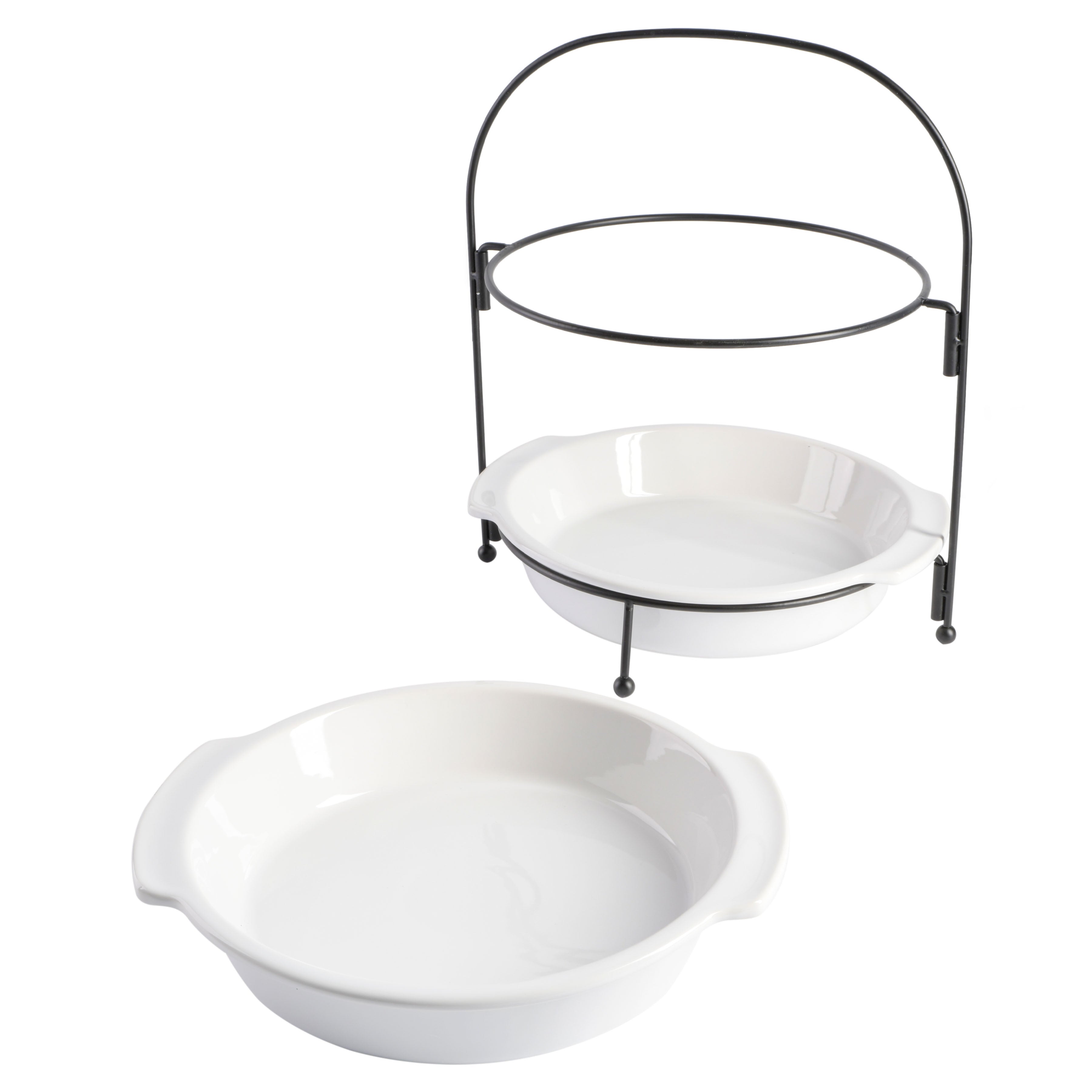 Gibson Home Gracious Dining Two Tier Serving Set With Metal Stand