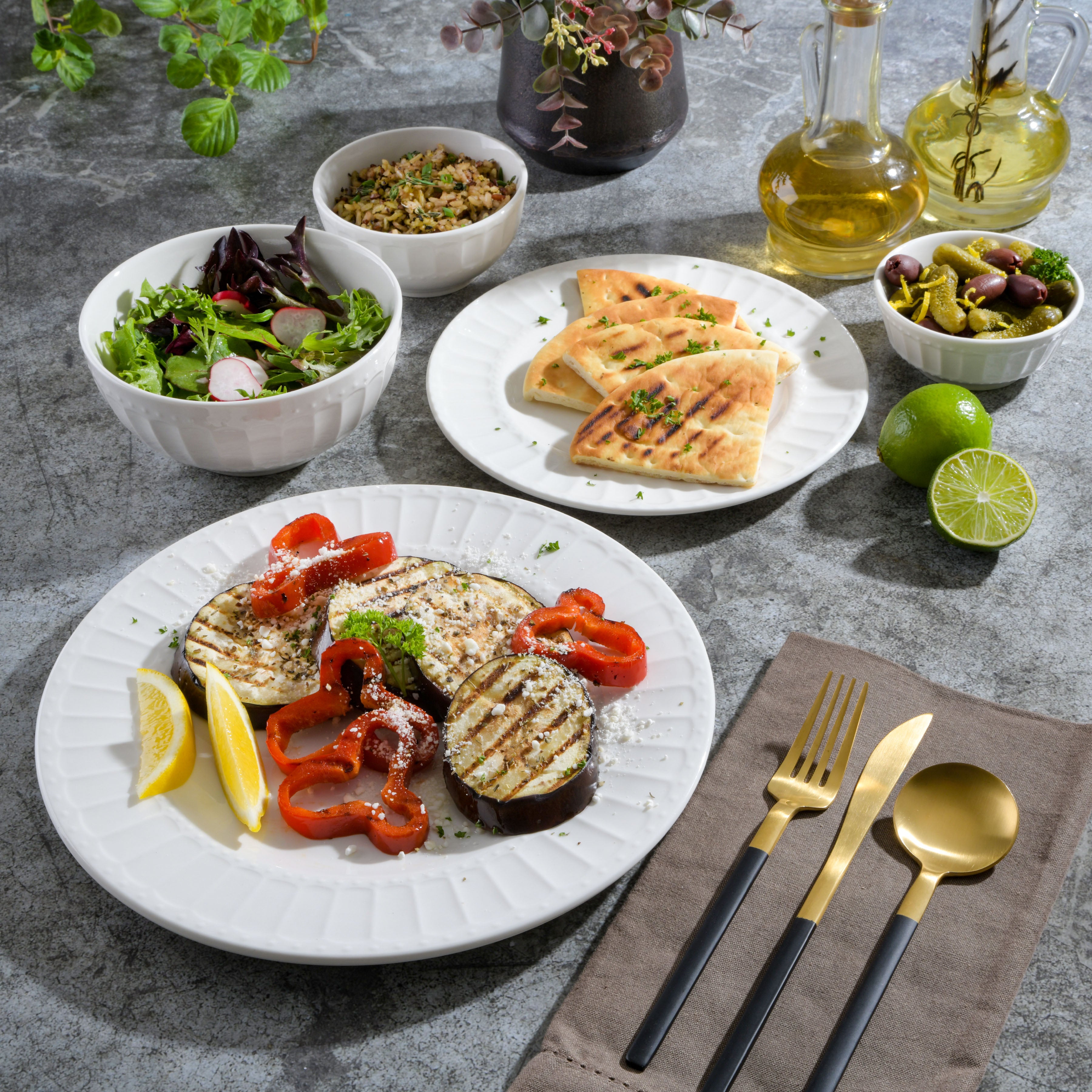 Gibson Home Gracious Dining Gourmet Expressions 40-Piece Embossed Porcelain Dinnerware Set