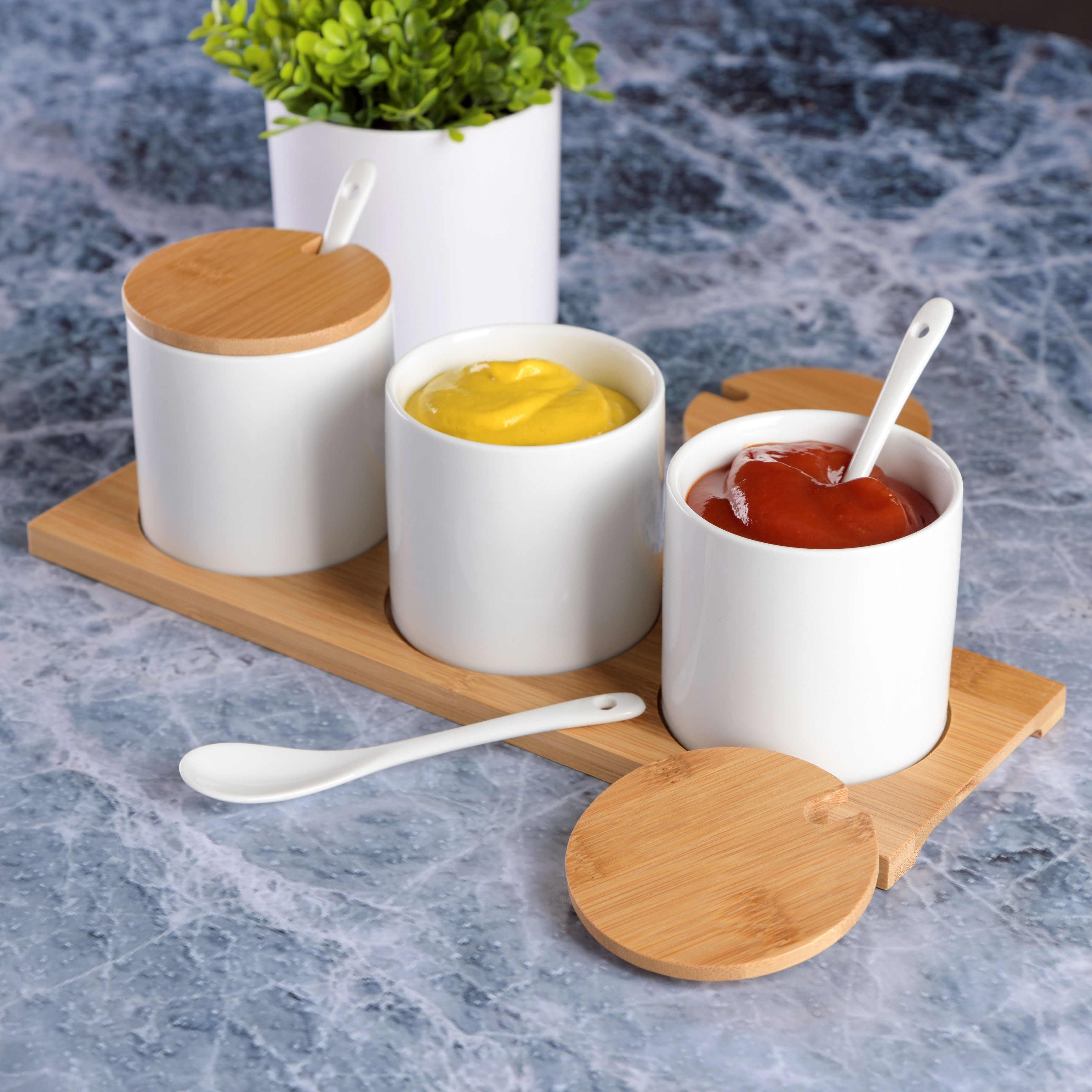 Gibson Home Gracious Dining 10 Piece Condiment Jars w/ Spoon and Lid Set