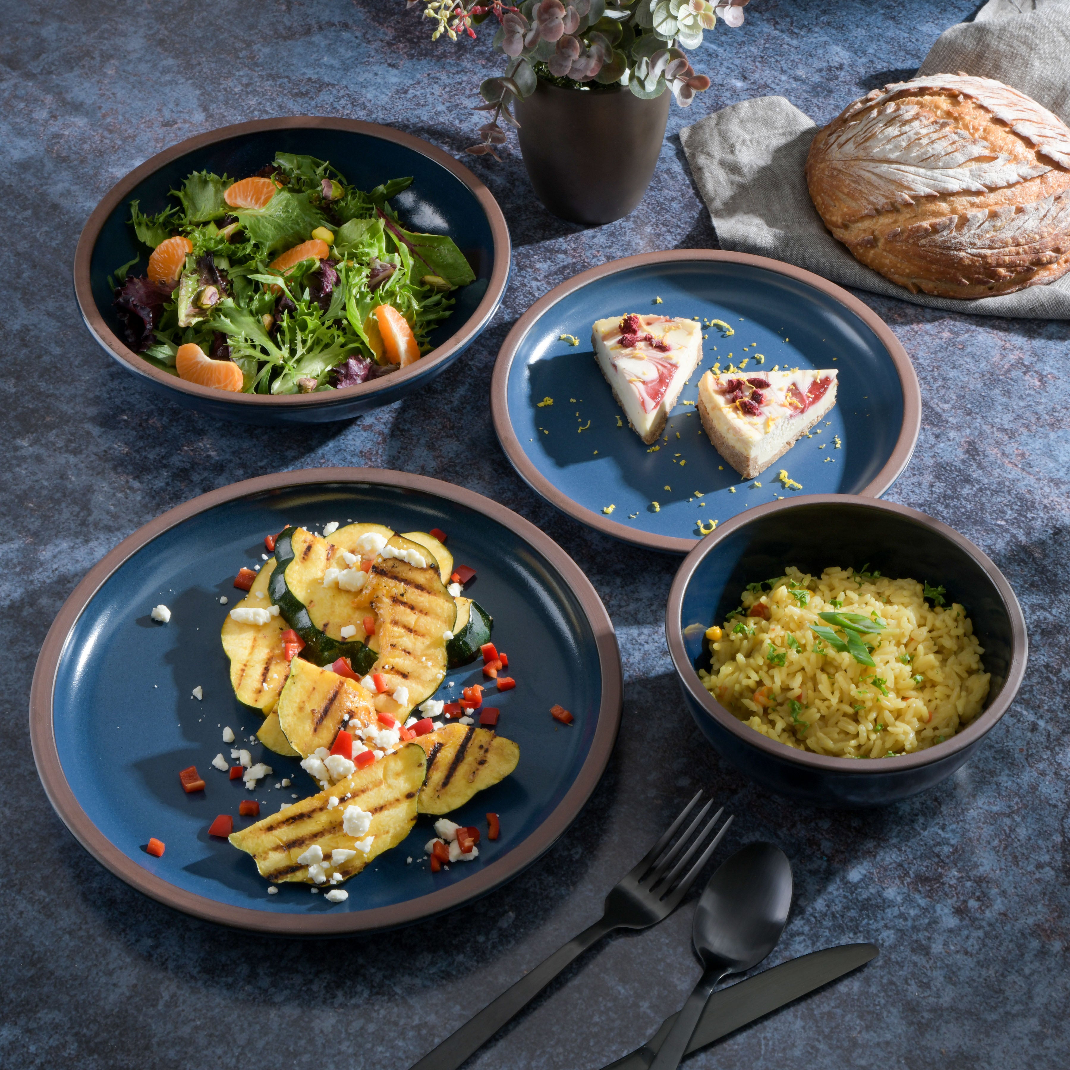 Gibson Elite Lagos 16-Piece Double Bowl Terracotta Dinnerware Set