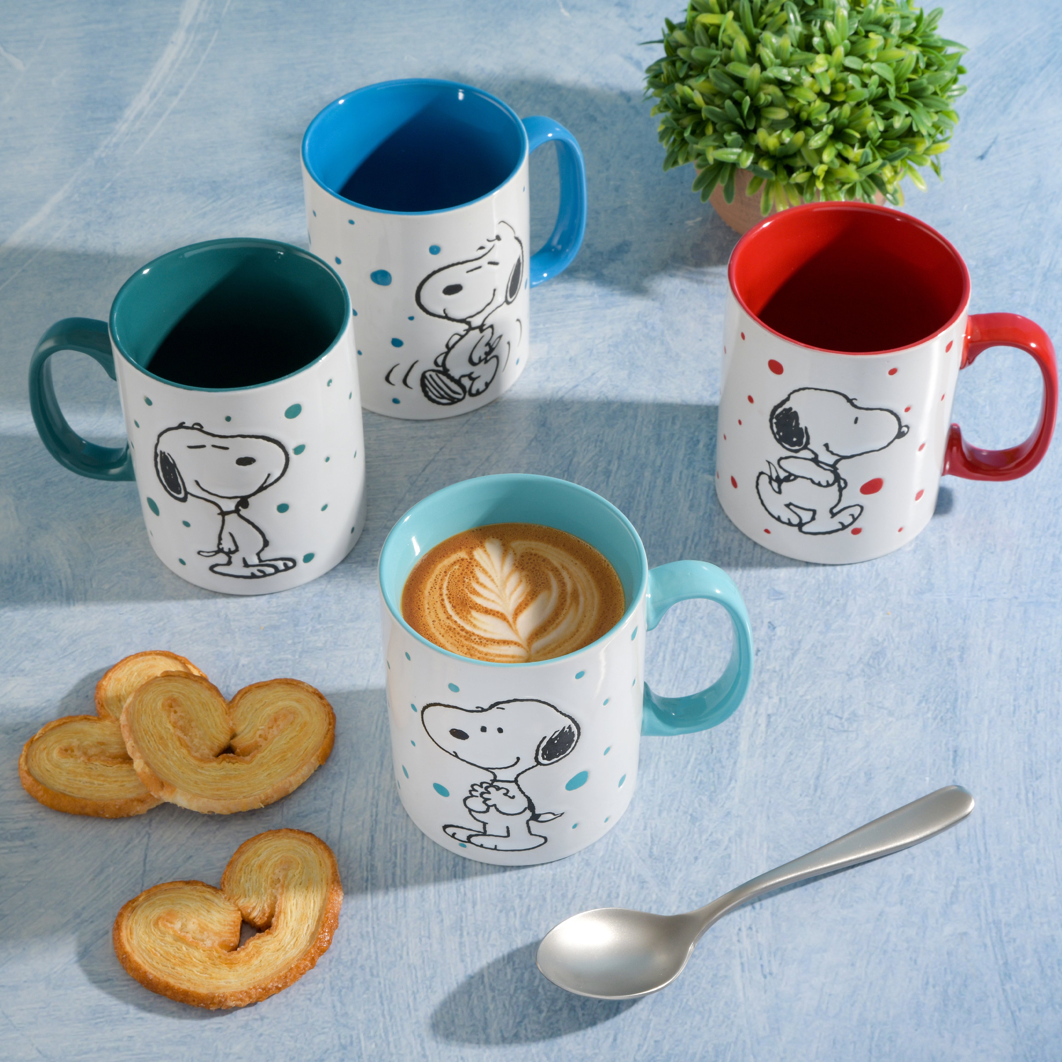 Peanuts Freckled Joy 4-Pack 15oz  Snoopy Stoneware Mug Set