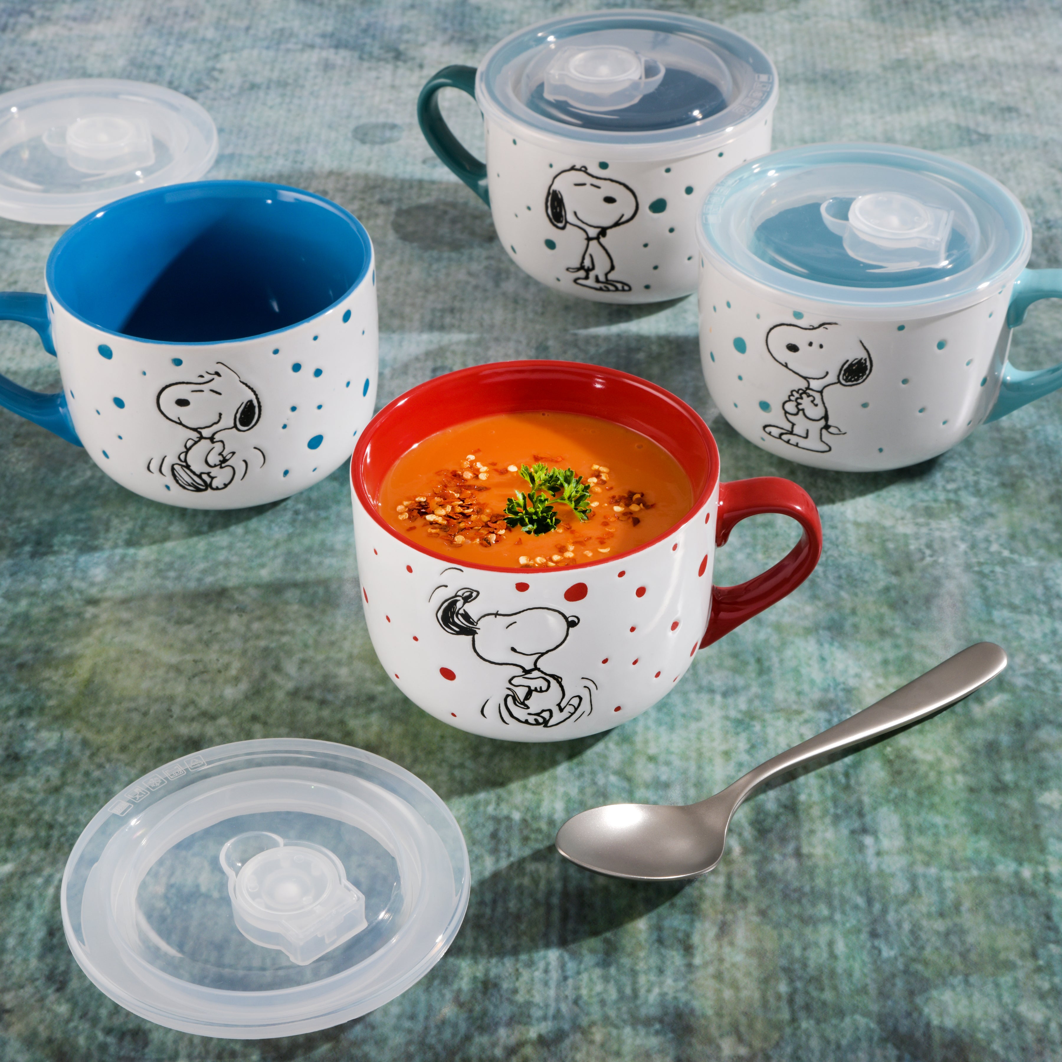 Peanuts Freckled Joy 4-Pack 25oz Soup Bowls w/ Lids